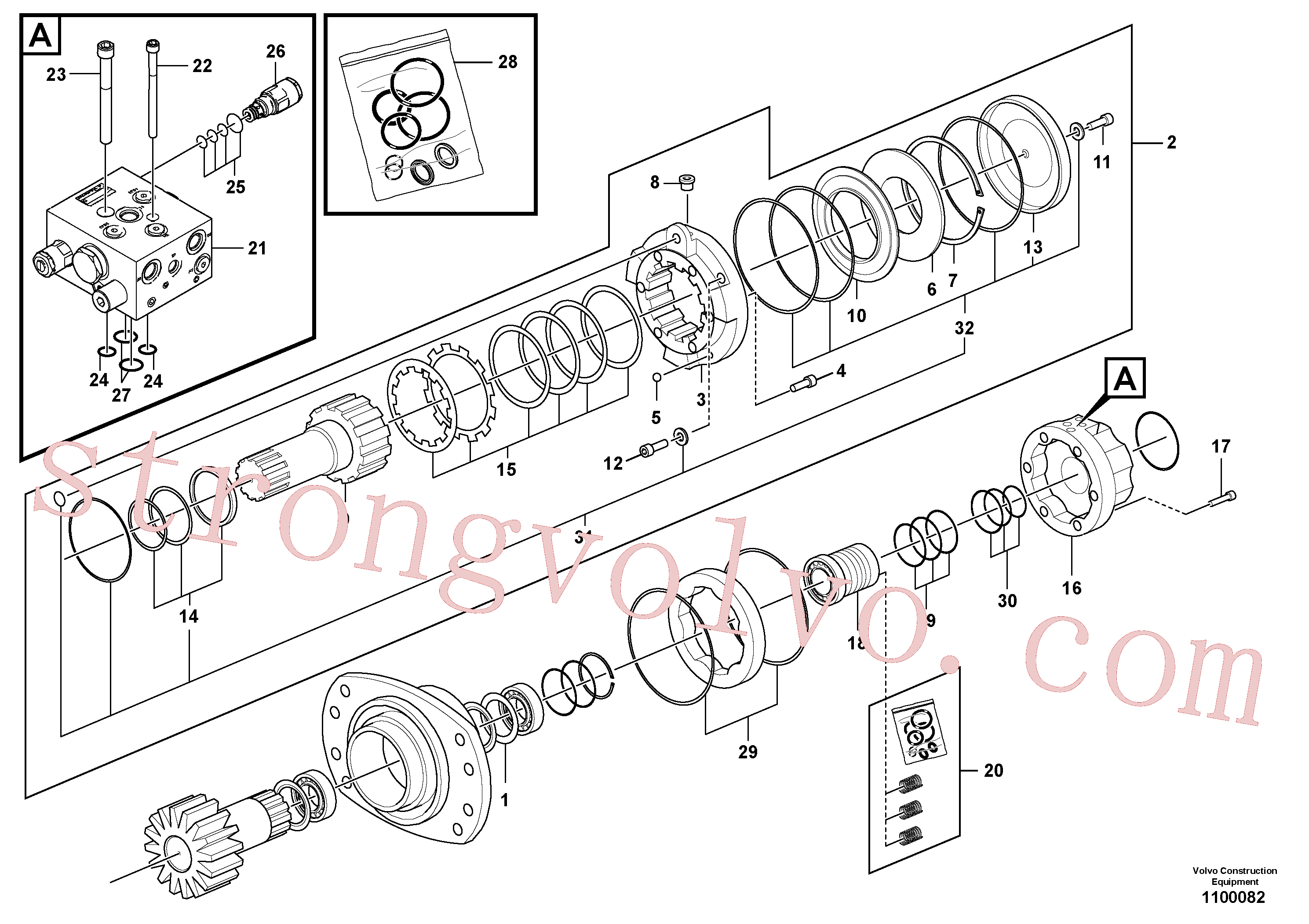 VOE14527087 Volvo Motor de rotação(1100082 Montagem)