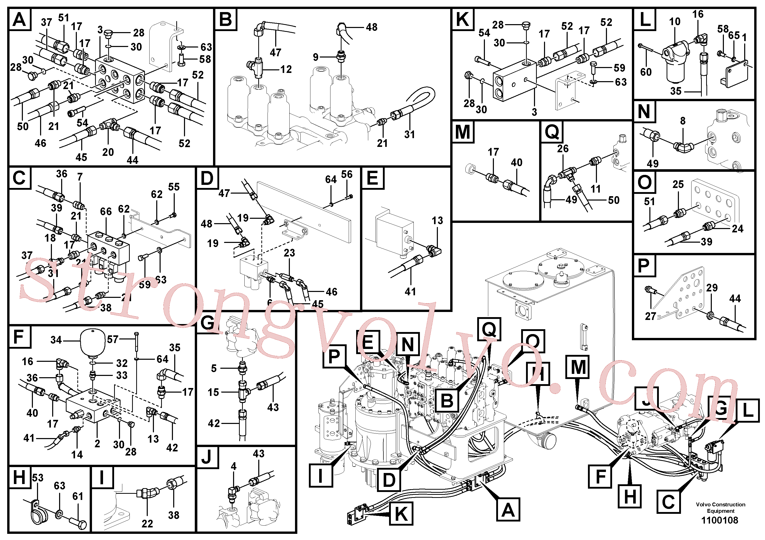 VOE15035695 Volvo Sistema servomotor, válvula de comando para válvula solenóide(1100108 Montagem)