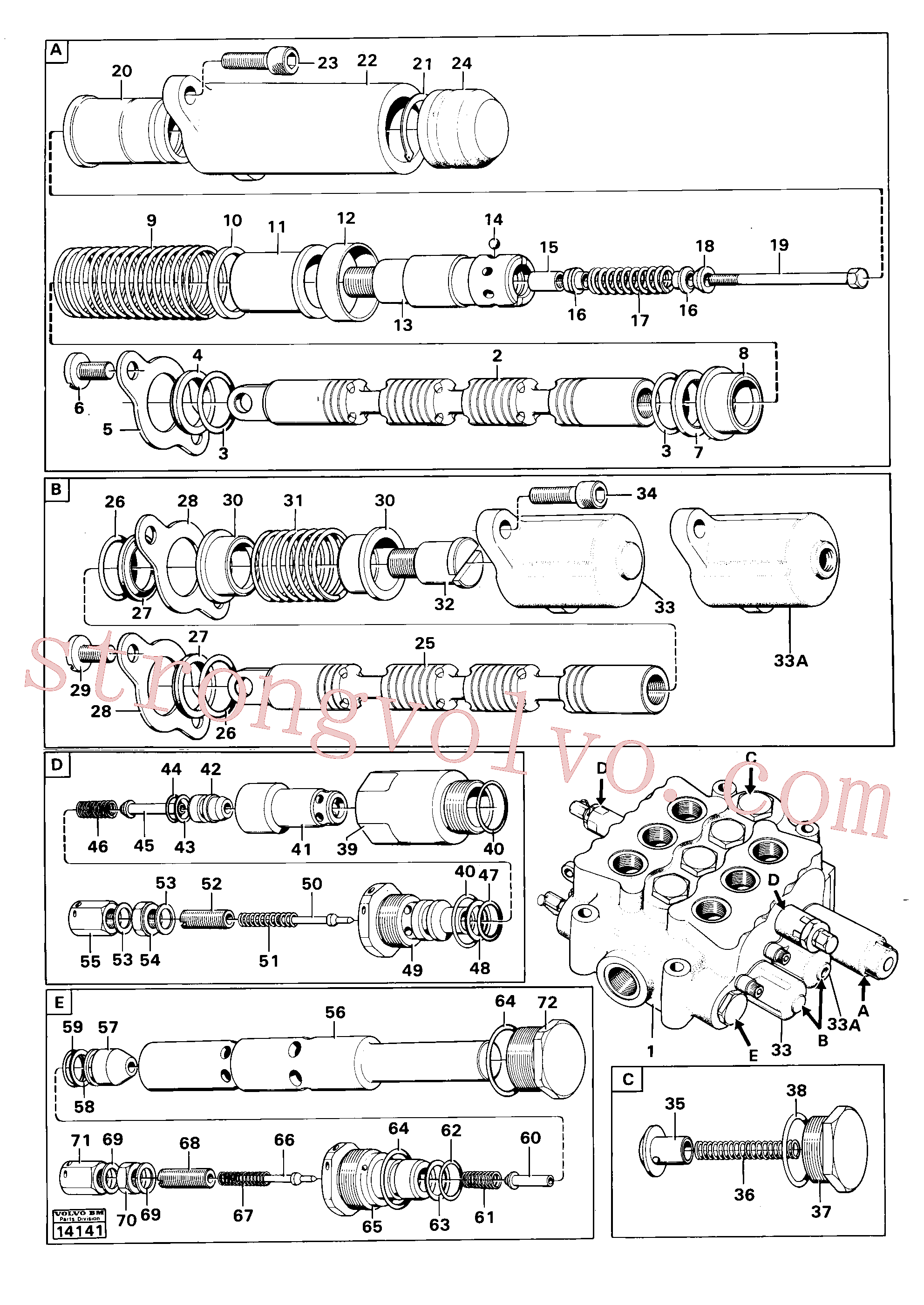 VOE956584 Volvo Válvula de comando.(14141 Montagem)