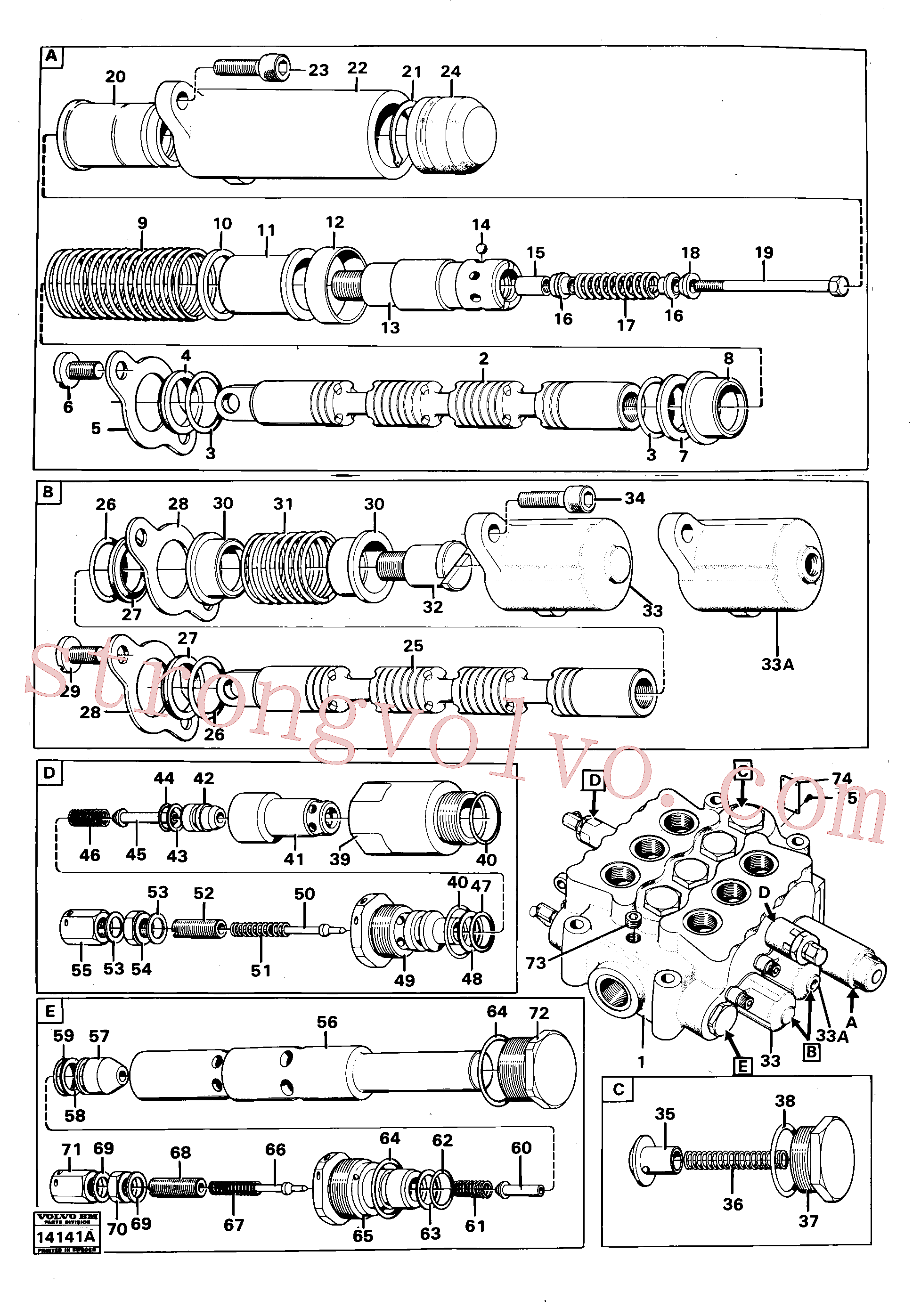 VOE956584 Volvo Válvula de comando(14141A Montagem)