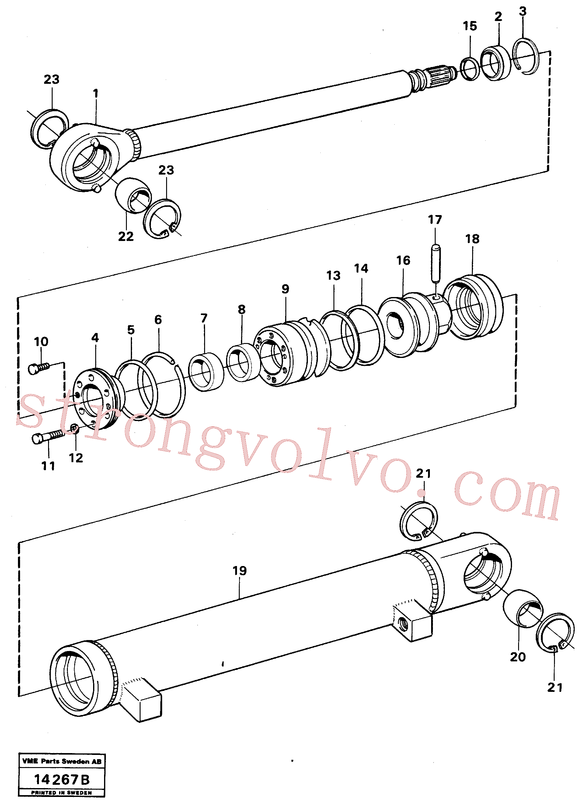 VOE11005053 Volvo Cilindro hidráulico, rotação(14267B Montagem)
