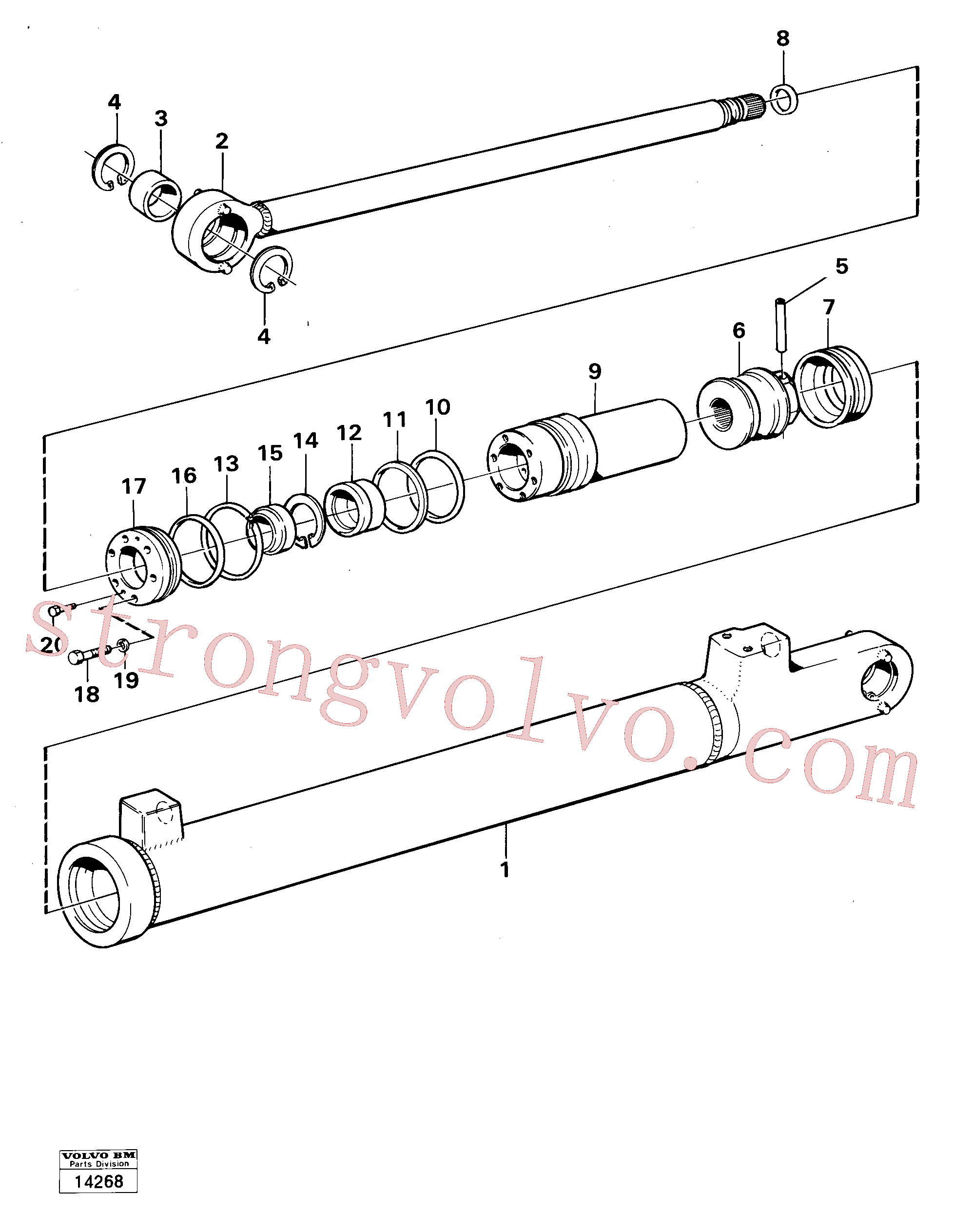VOE4784347 Volvo Cilindro hidráulico(14268 Montagem)