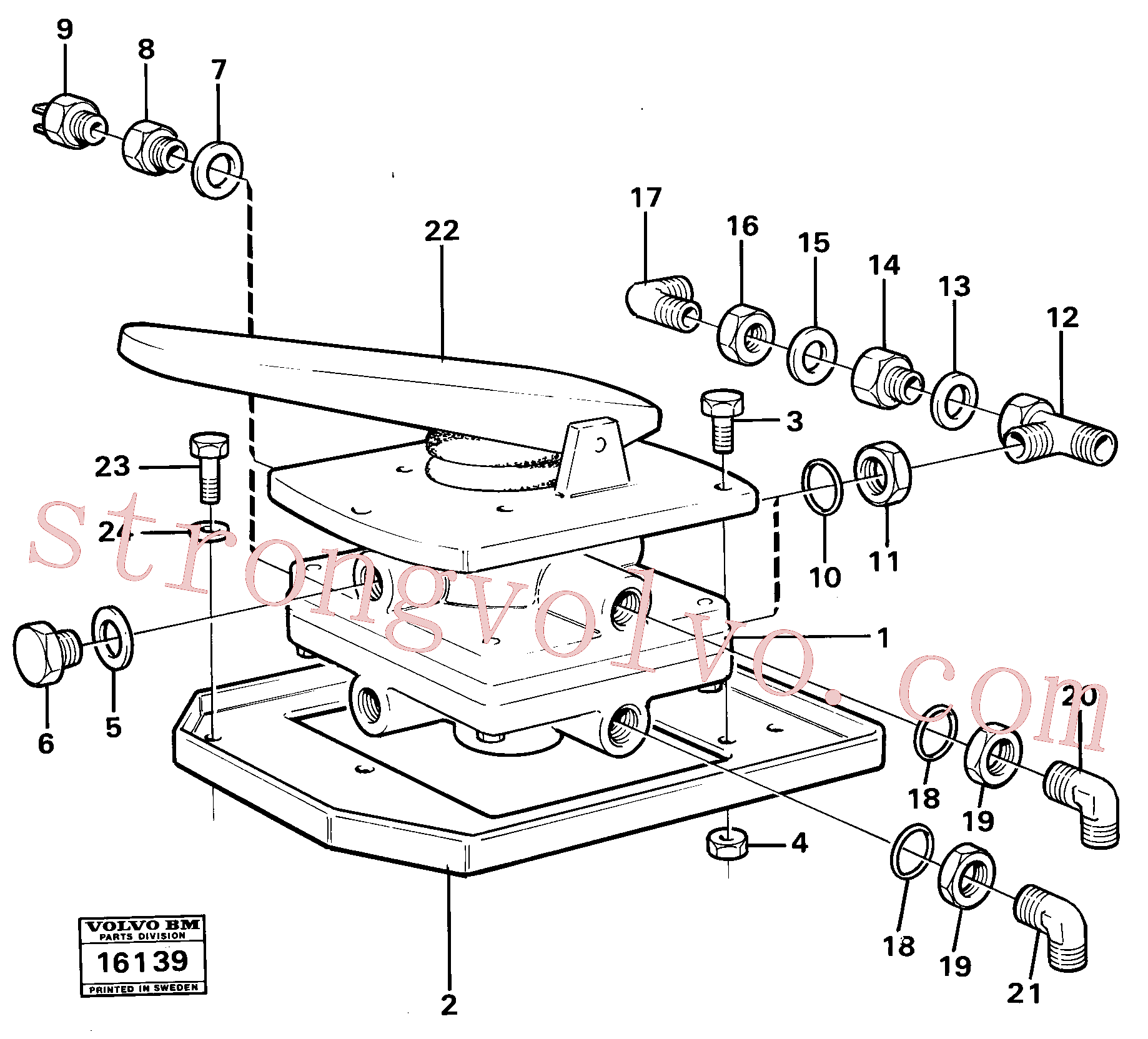 VOE947627 Volvo Válvula do travão de pé com suportes(16139 Montagem)