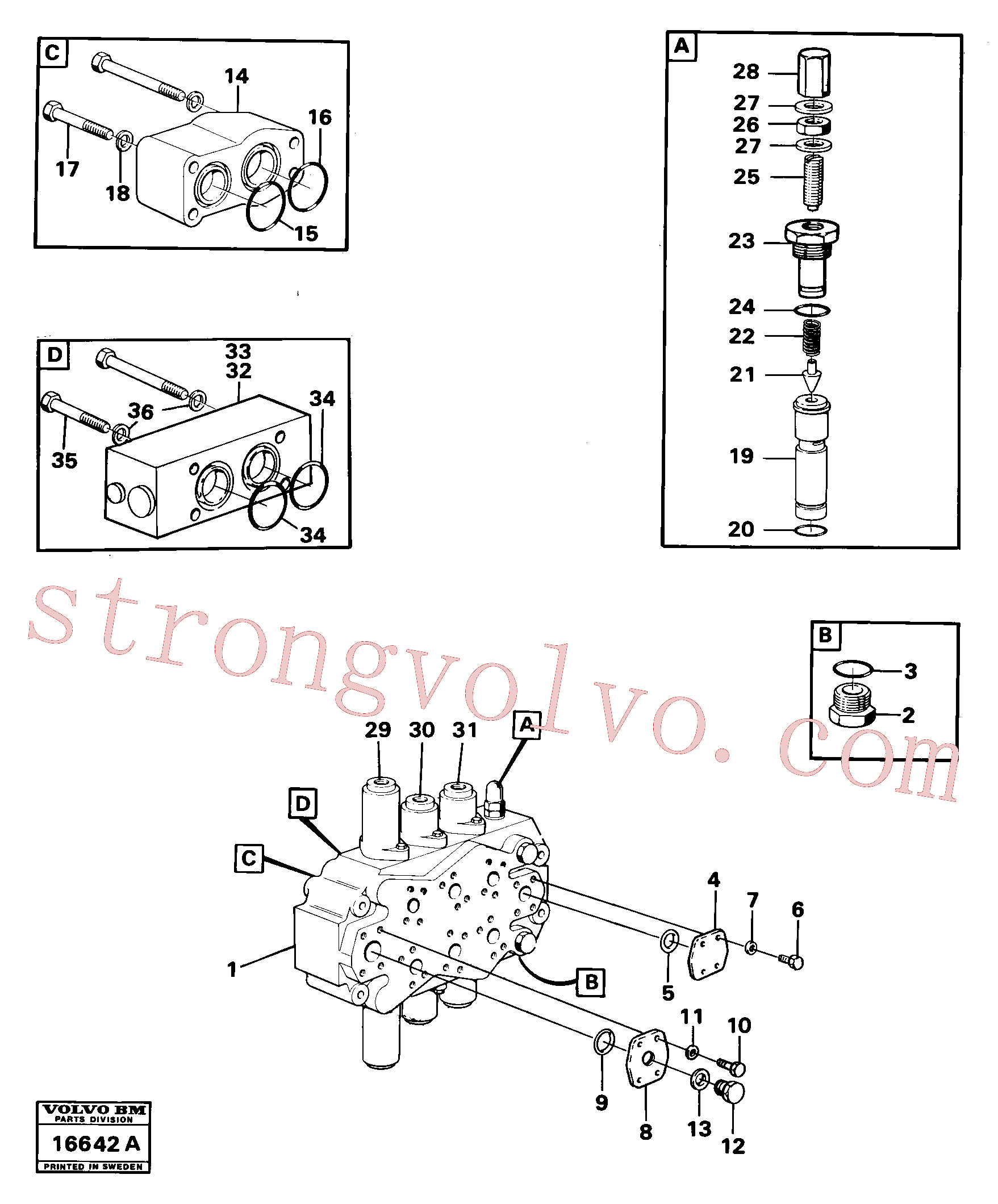 VOE941909 Volvo Válvula de comando(16642A Montagem)