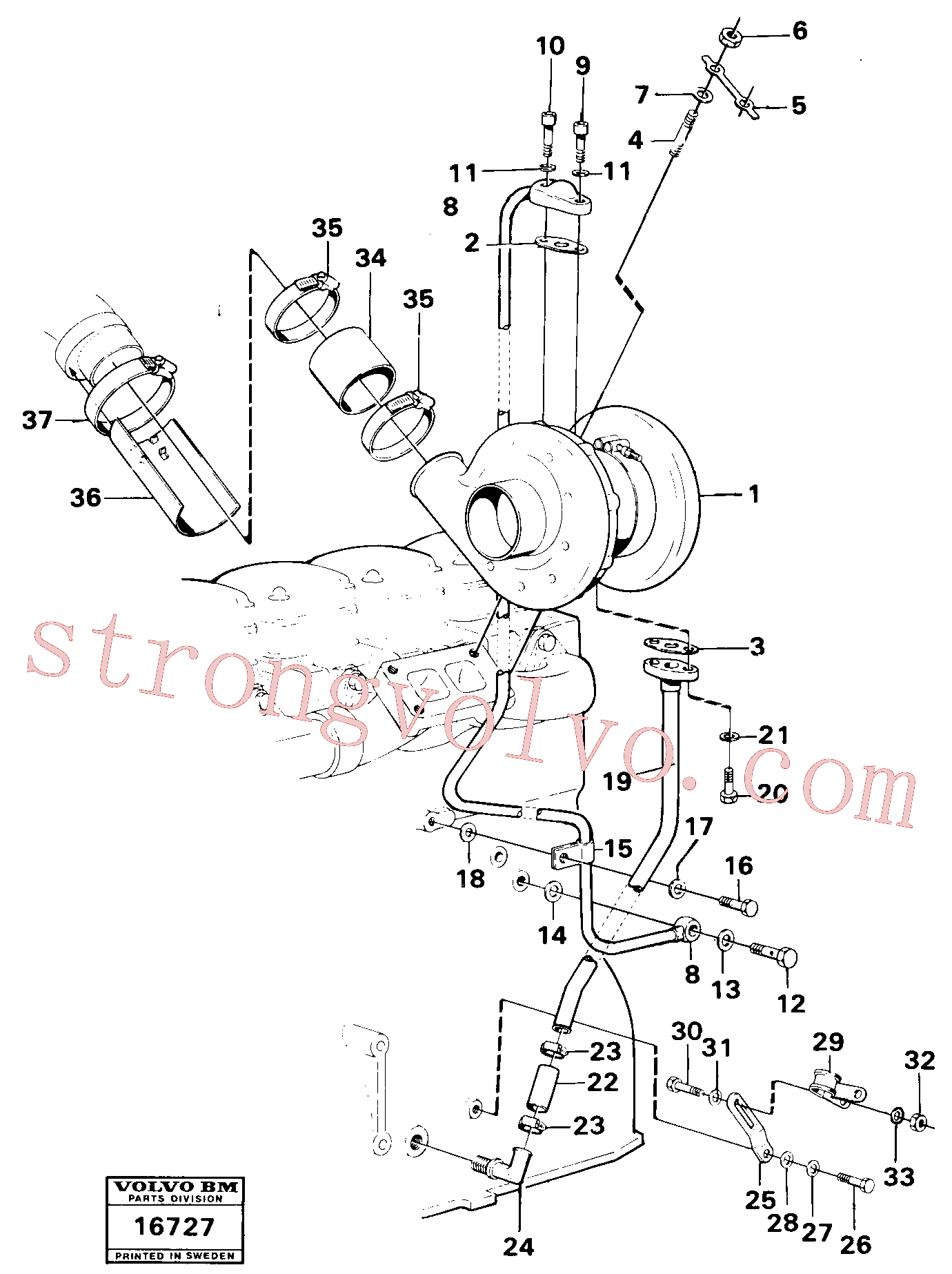VOE956584 Volvo Turbocompressor com acessórios(16727 Montagem)