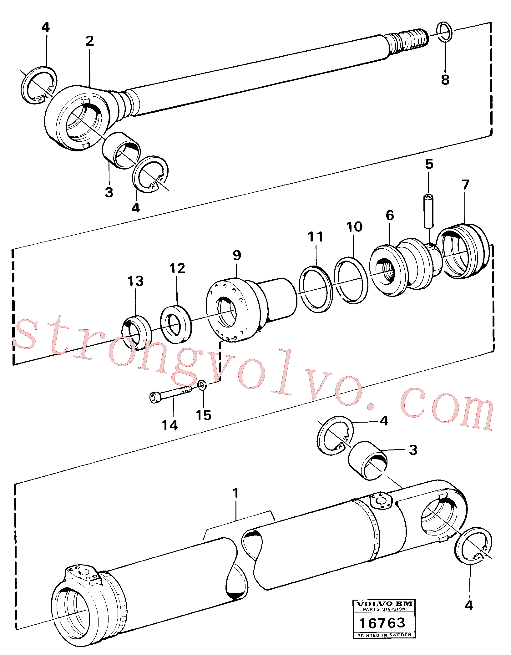VOE11005053 Volvo Cilindro hidráulico, rotação(16763 Montagem)