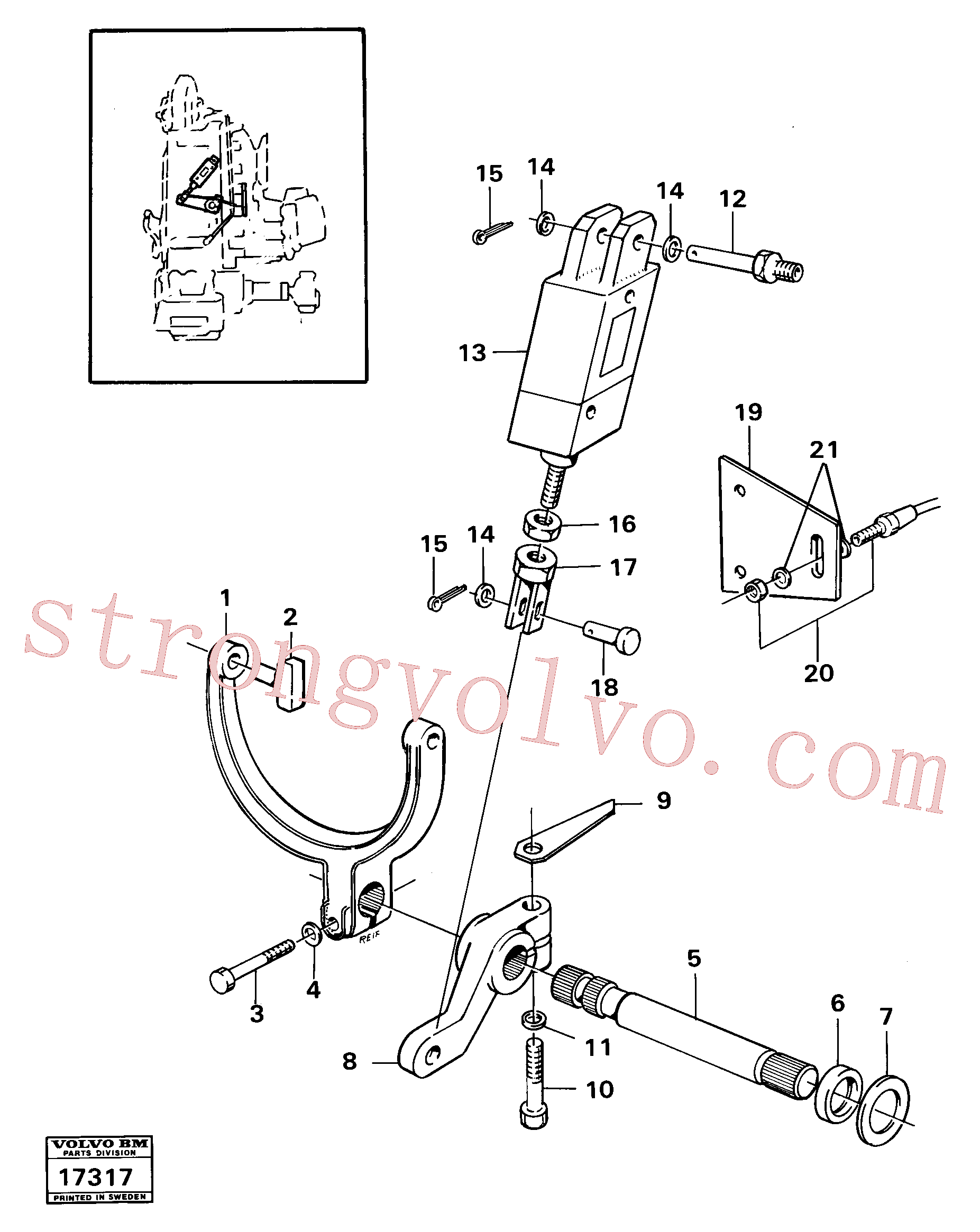 Atacado SA9321-21015 Pino do garfo Volvo escavadeira