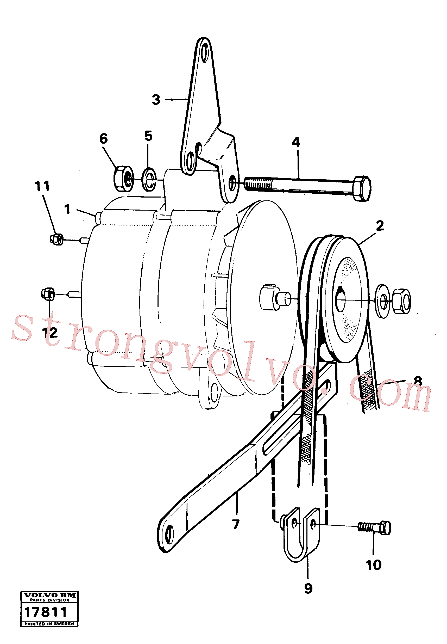 VOE950355 Volvo Alternador com detalhes de montagem(17811 Montagem)