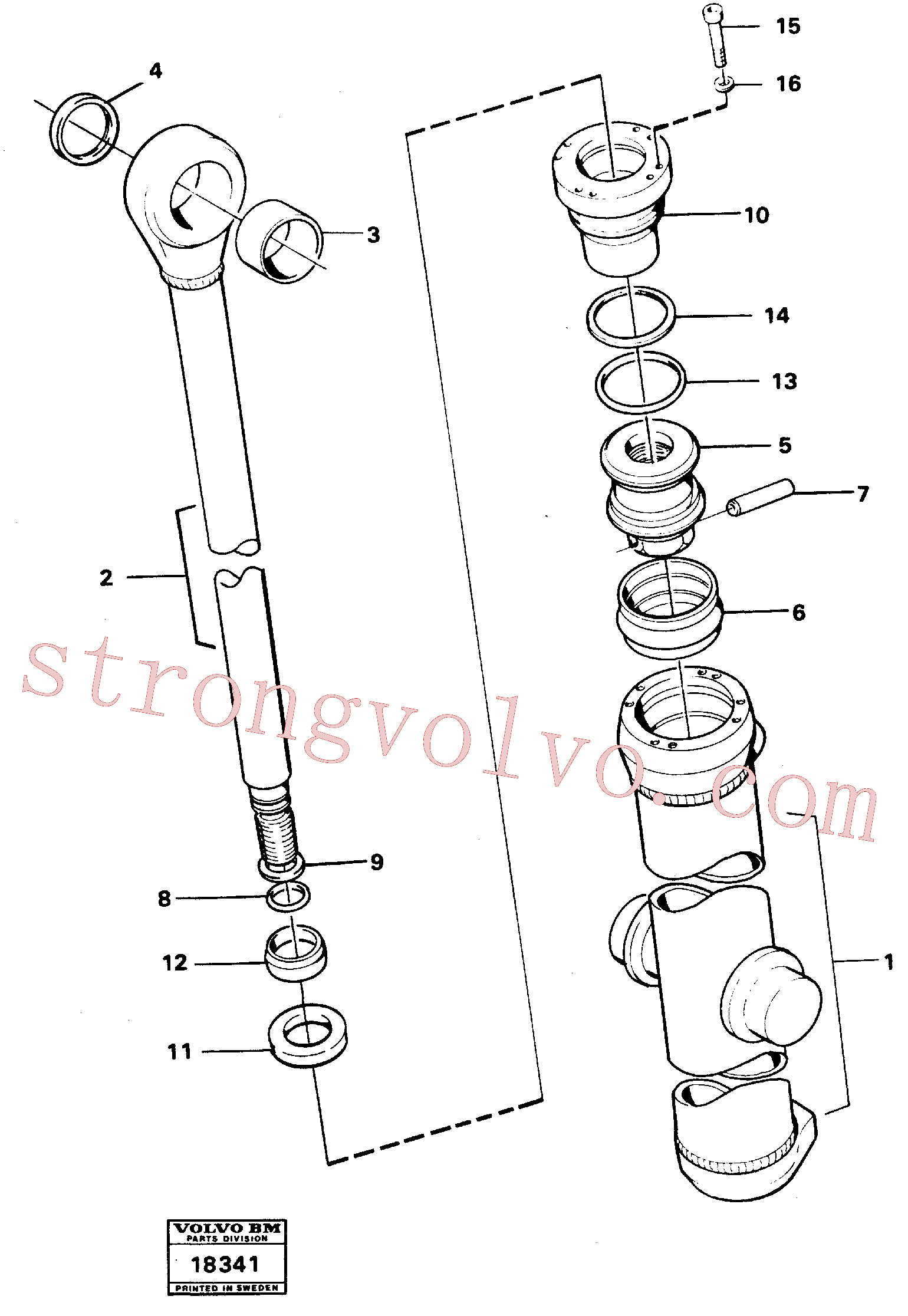 VOE11043006 Volvo Cilindro hidráulico, elevação(18341 Montagem)