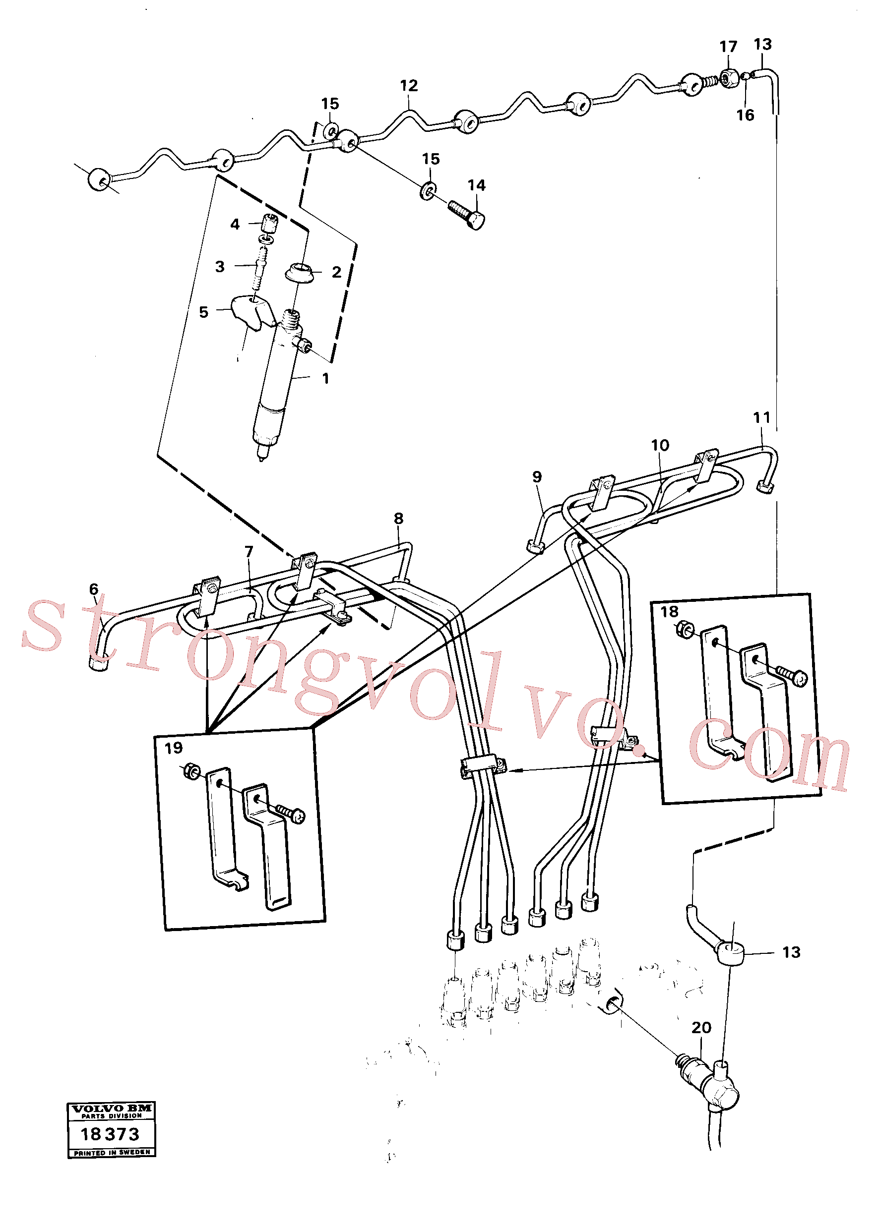 VOE7480178 Volvo Tubos de combustível - injector(18373 Montagem)