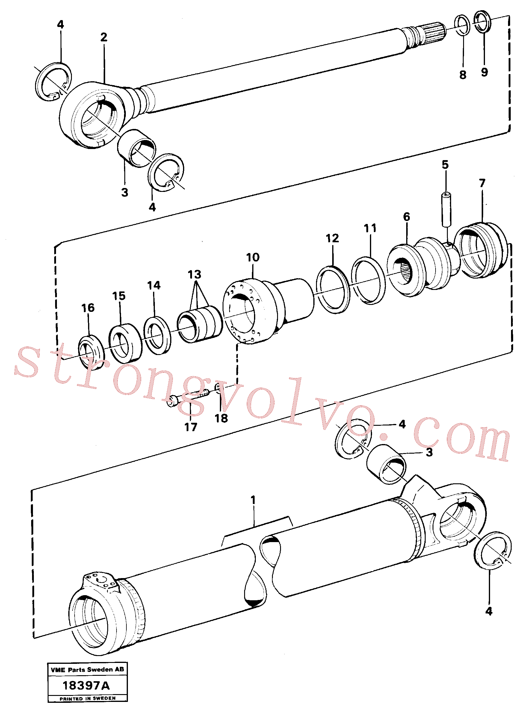 VOE11088055 Volvo Cilindro hidráulico, rotação(18397A Montagem)