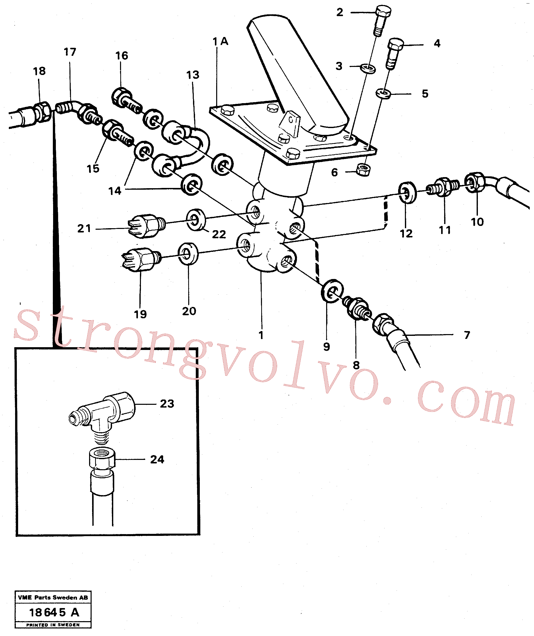 VOE4803620 Volvo Válvula do travão de pé com suportes(18645A Montagem)