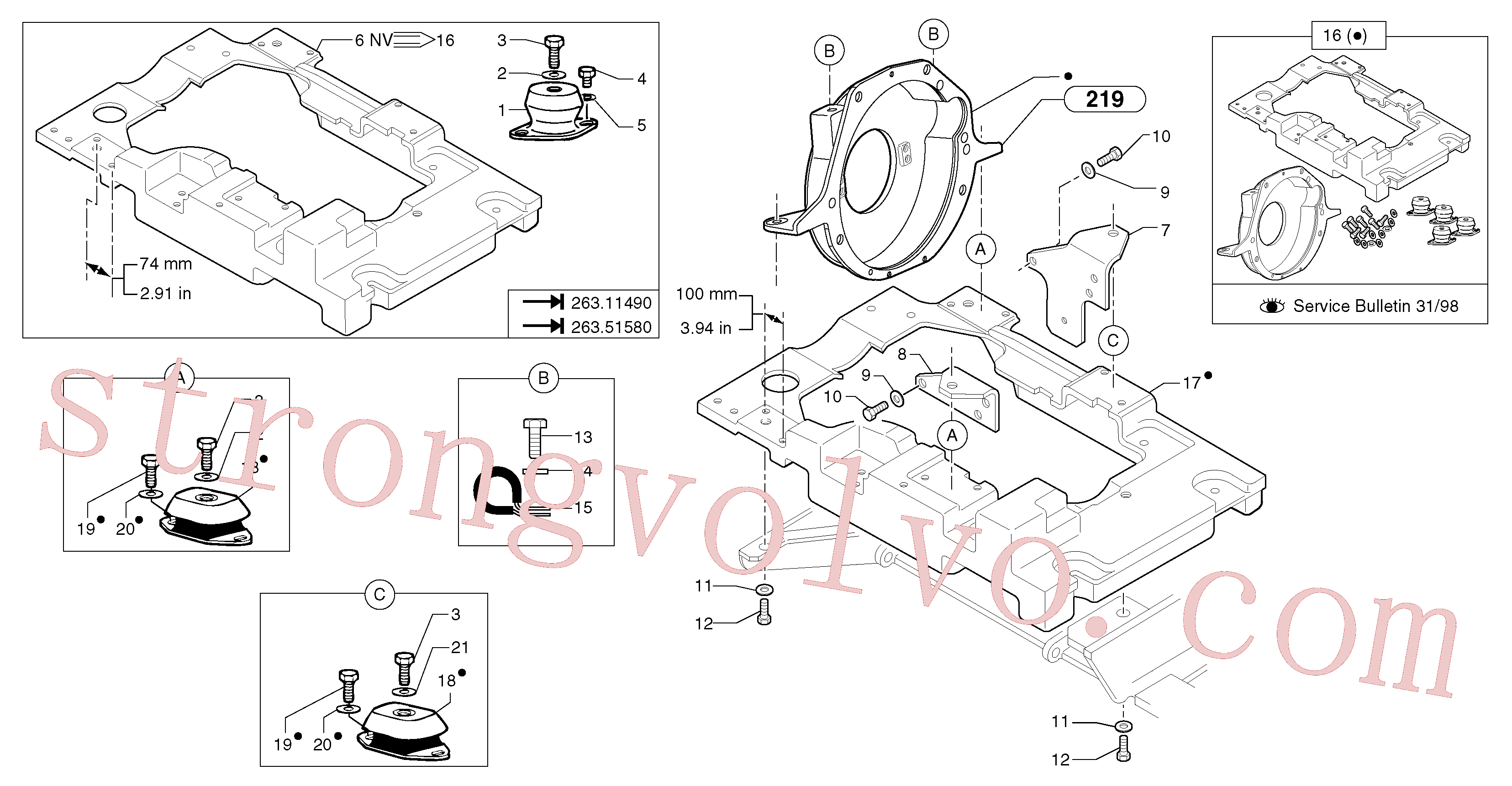 PJ4290016 Volvo Apoios do motor(218X3 Montagem)