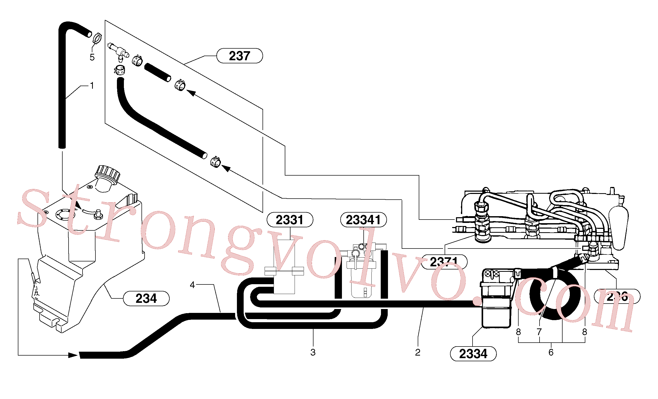 China Made PJ2360015 Tubo Volvo Acessórios para escavadeira