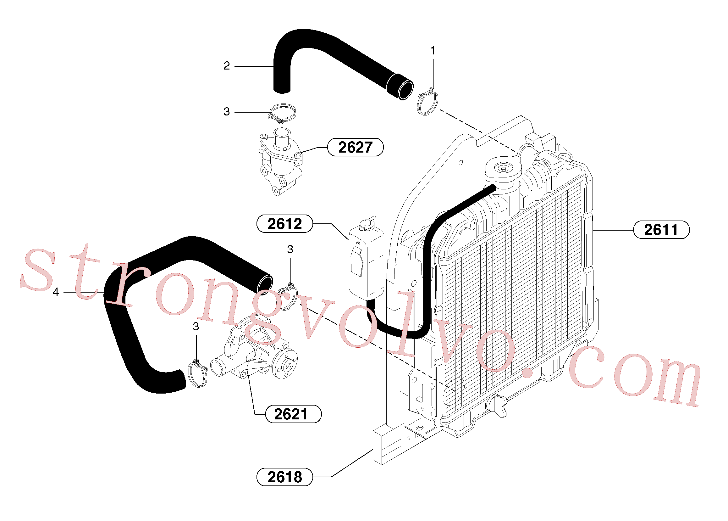 PJ4690039 Volvo Circuito do líquido refrigerante(2615Y1 Montagem)