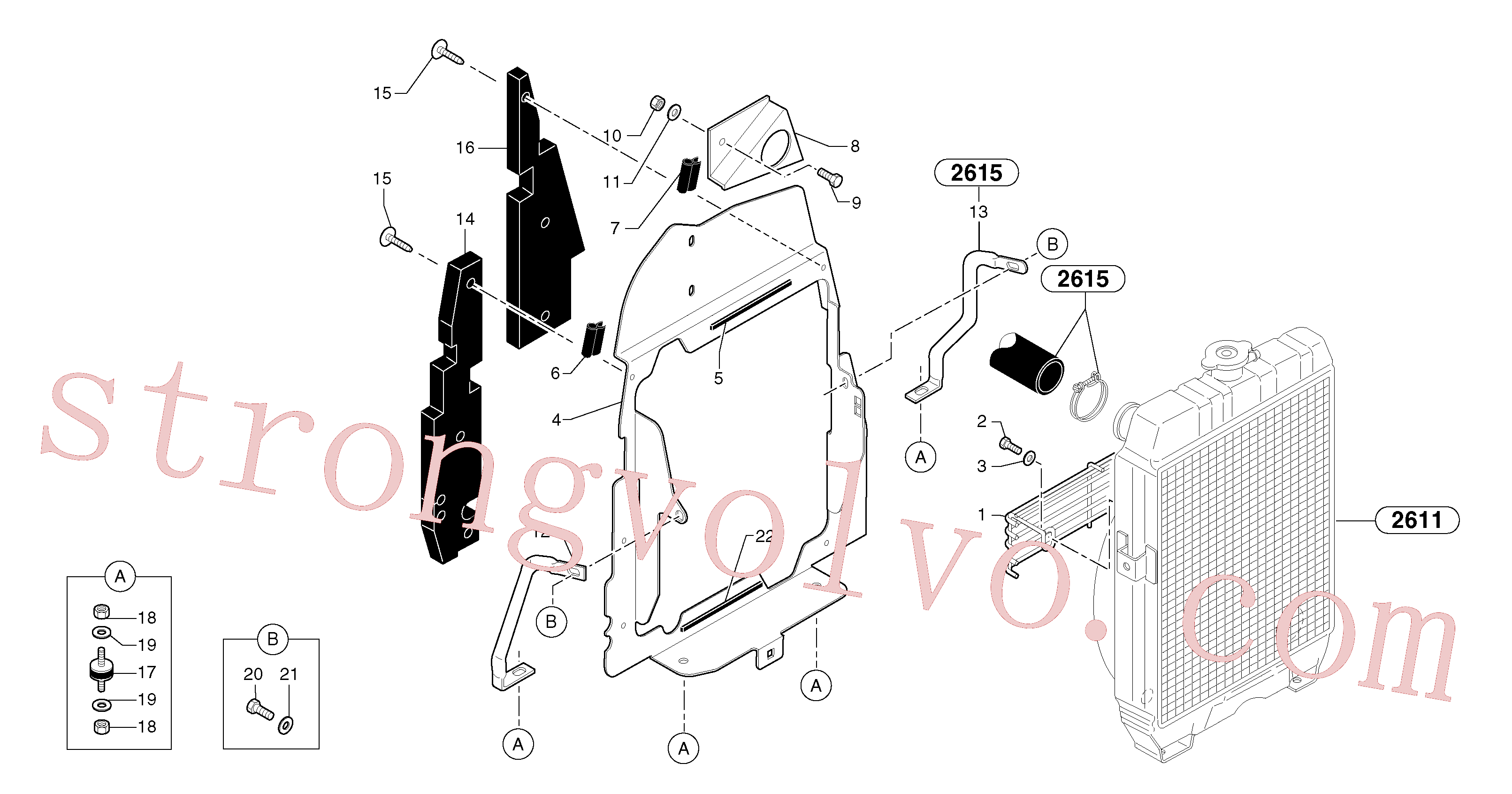 PJ5600018 Volvo Instalação do radiador(2618AX1 Montagem)