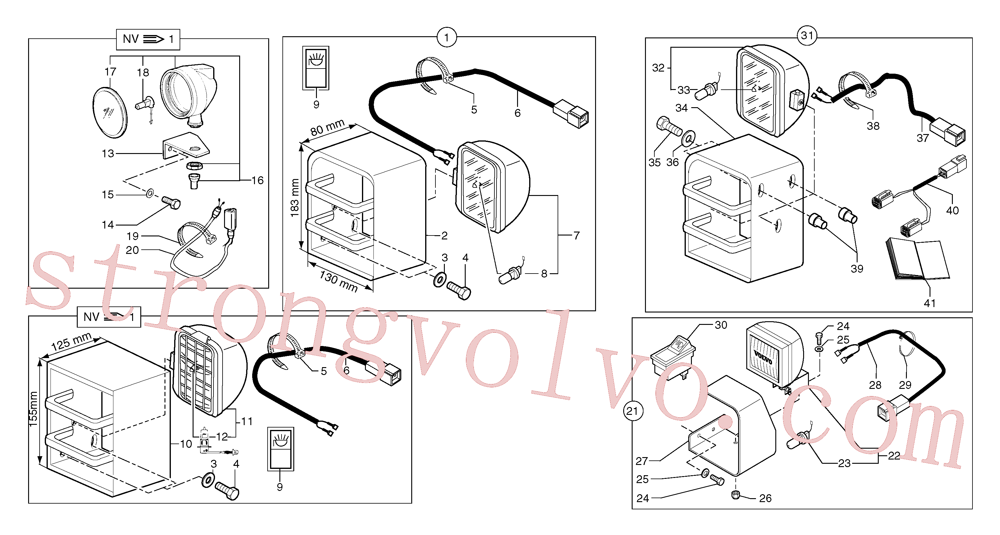 VOE11803154 Volvo Luz de serviço na lança(355X2 Montagem)