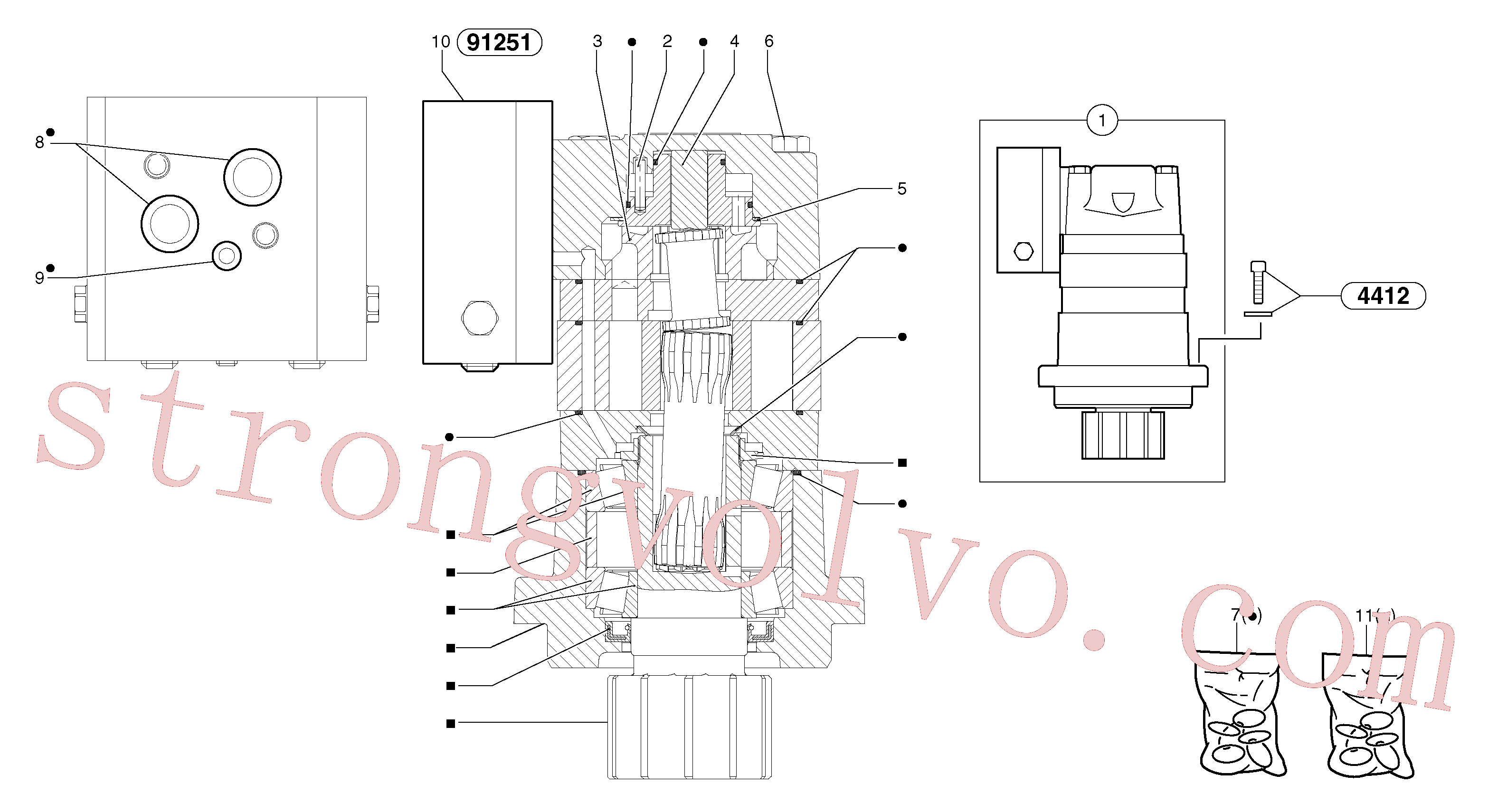PJ7416854 Volvo Motor da engrenagem de rotação(44121X1 Montagem)