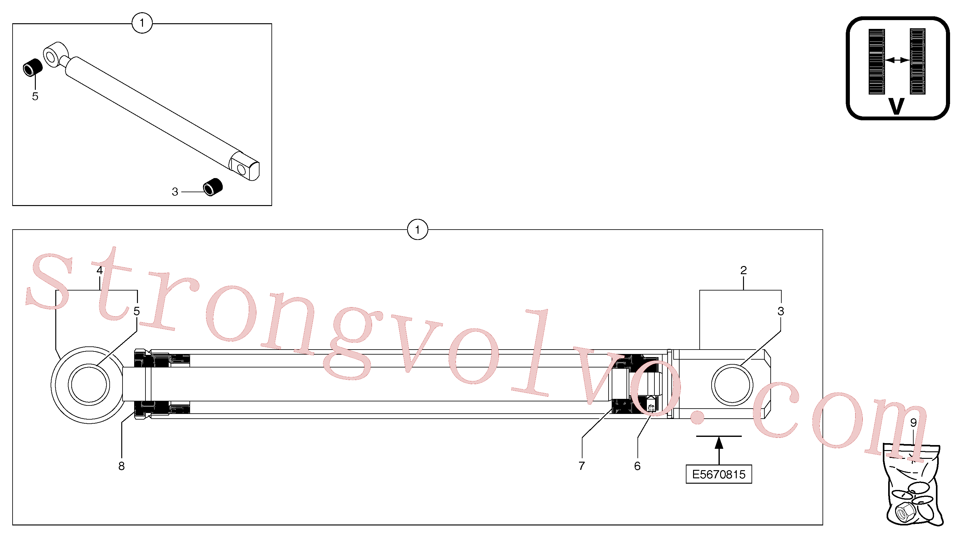 PJ7414196 Volvo Cilindro de rasto variável(7181VZ1 Montagem)