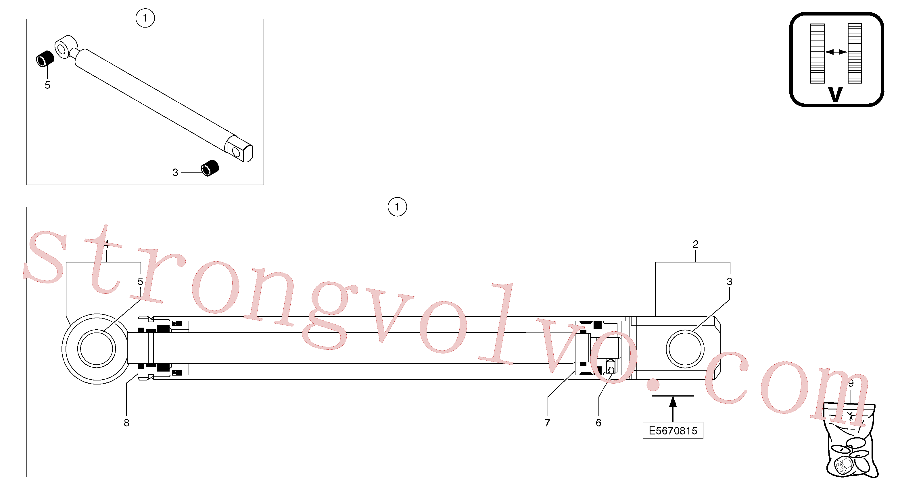 PJ7414196 Volvo Cilindro de rasto variável(7186X2 Montagem)