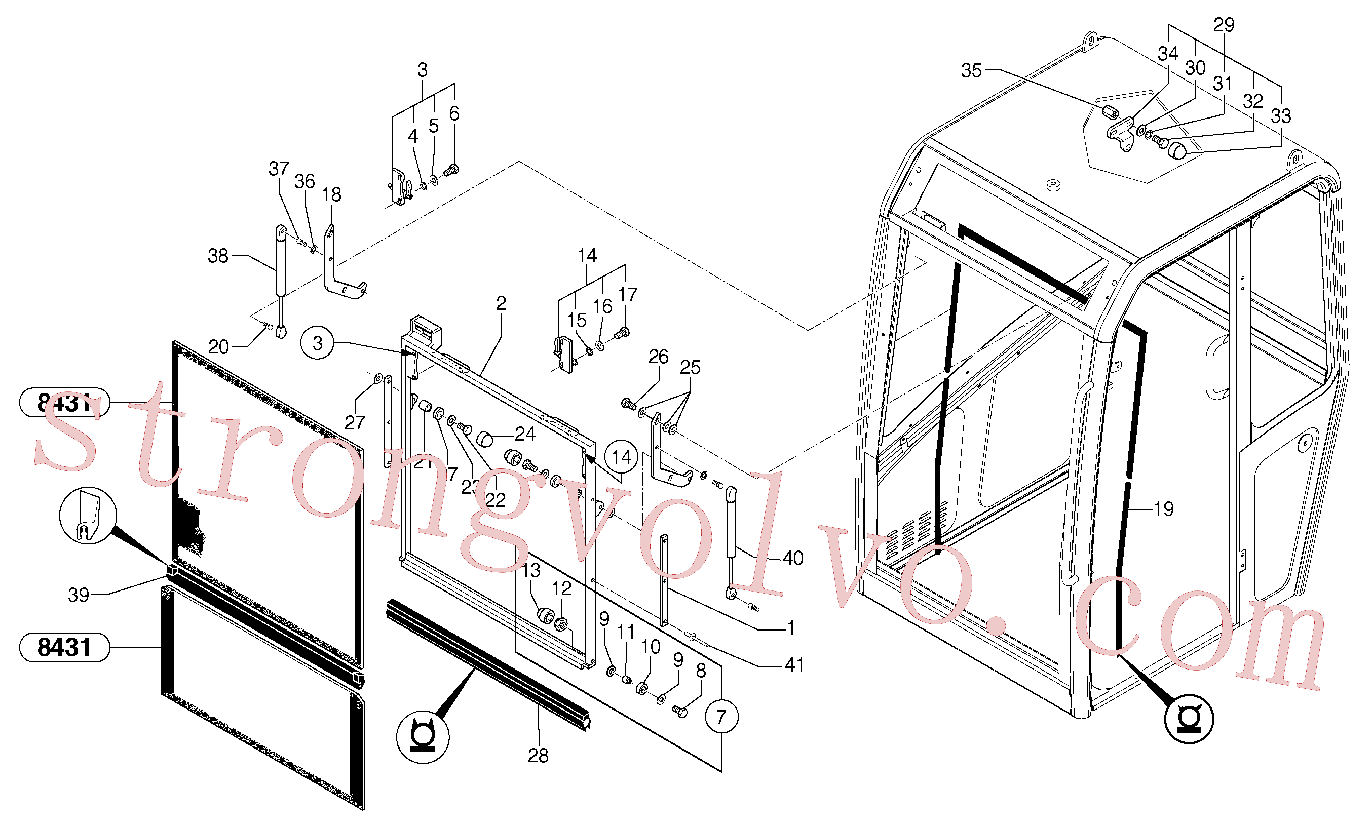 PJ4470014 Volvo Cabina: janela deslizante (dianteira)(8104AZ1 Montagem)