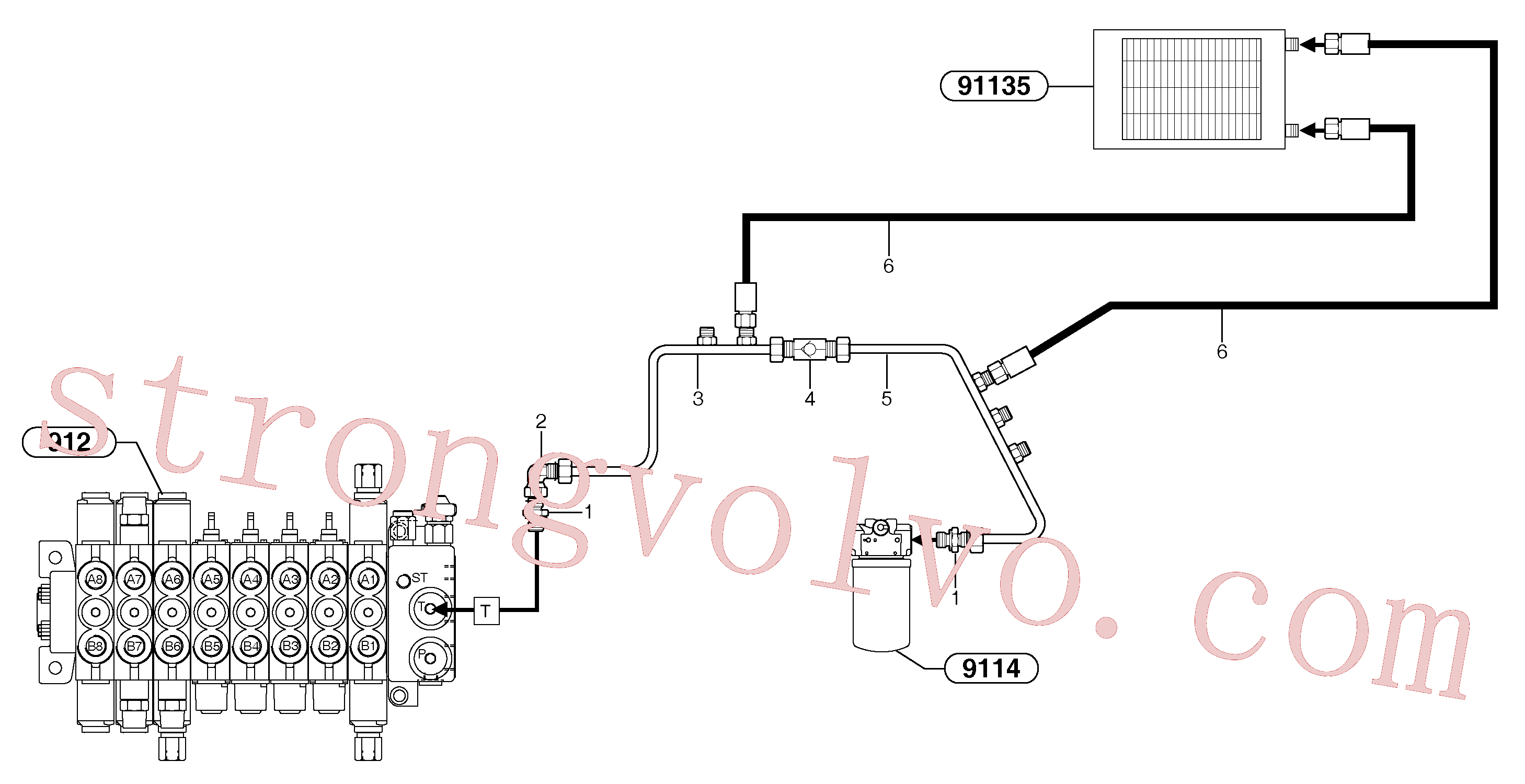 PJ4750153 Volvo Circuito hidráulico (arrefecedor de óleo)(9113Z1 Montagem)
