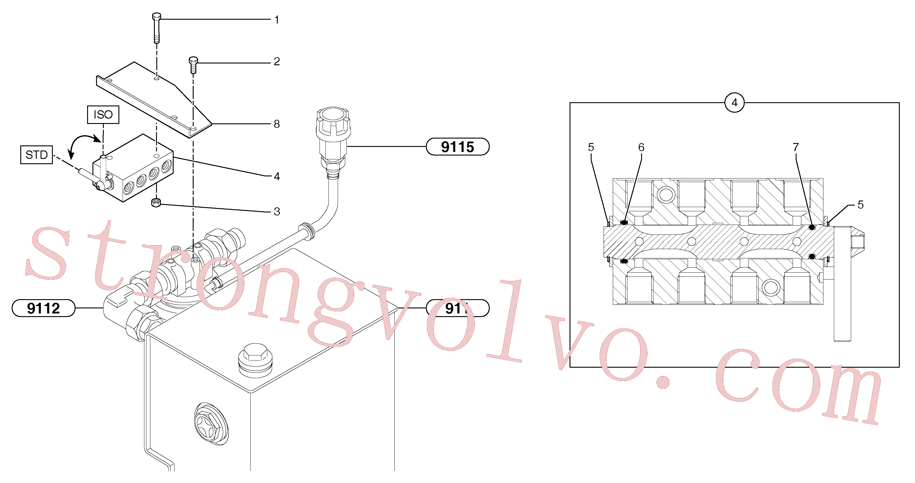 PJ7417865 Volvo Interruptor do selector de comando do equipamento padrão ou ISO (EUA)(91219NZ1 Montagem)