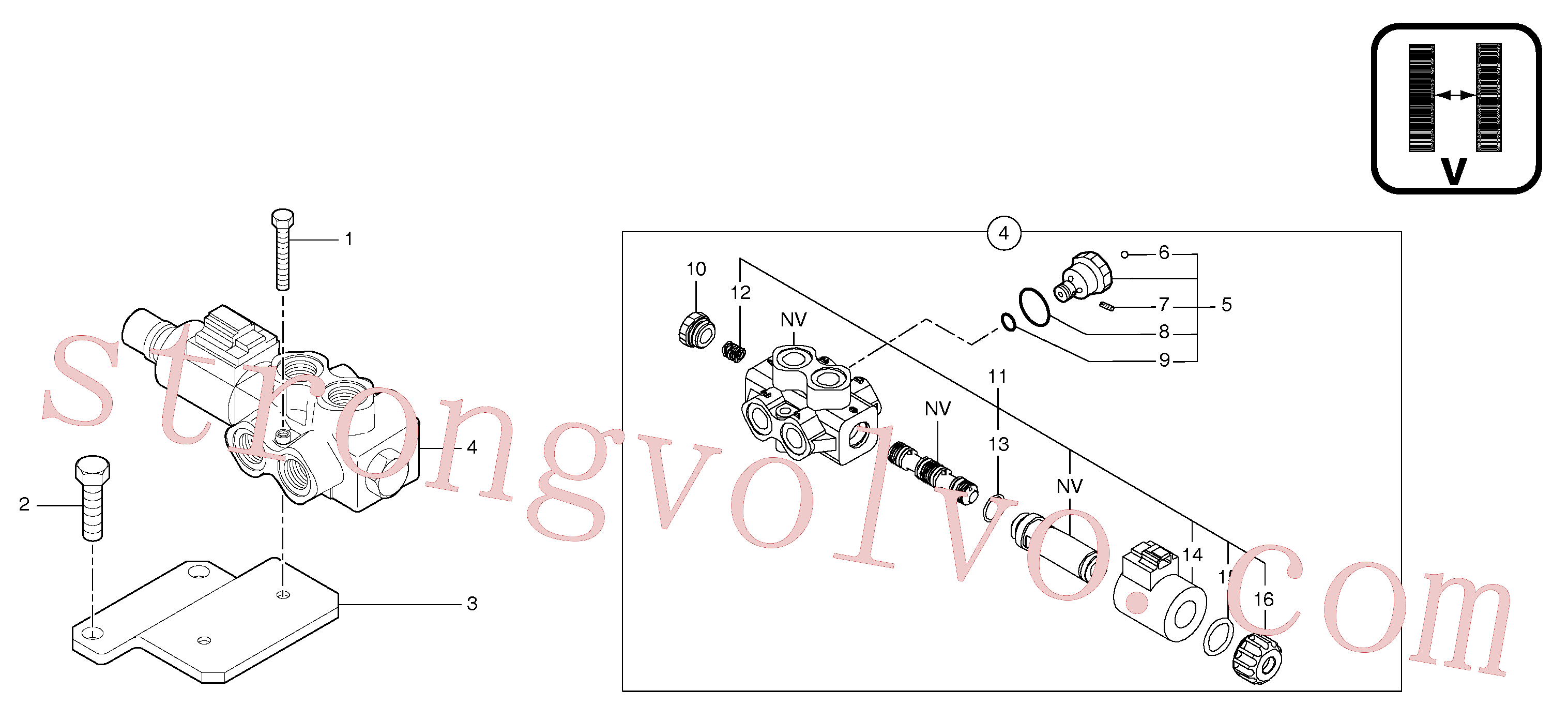 PJ7415278 Volvo Selector / rasto variável(9124VZ1 Montagem)