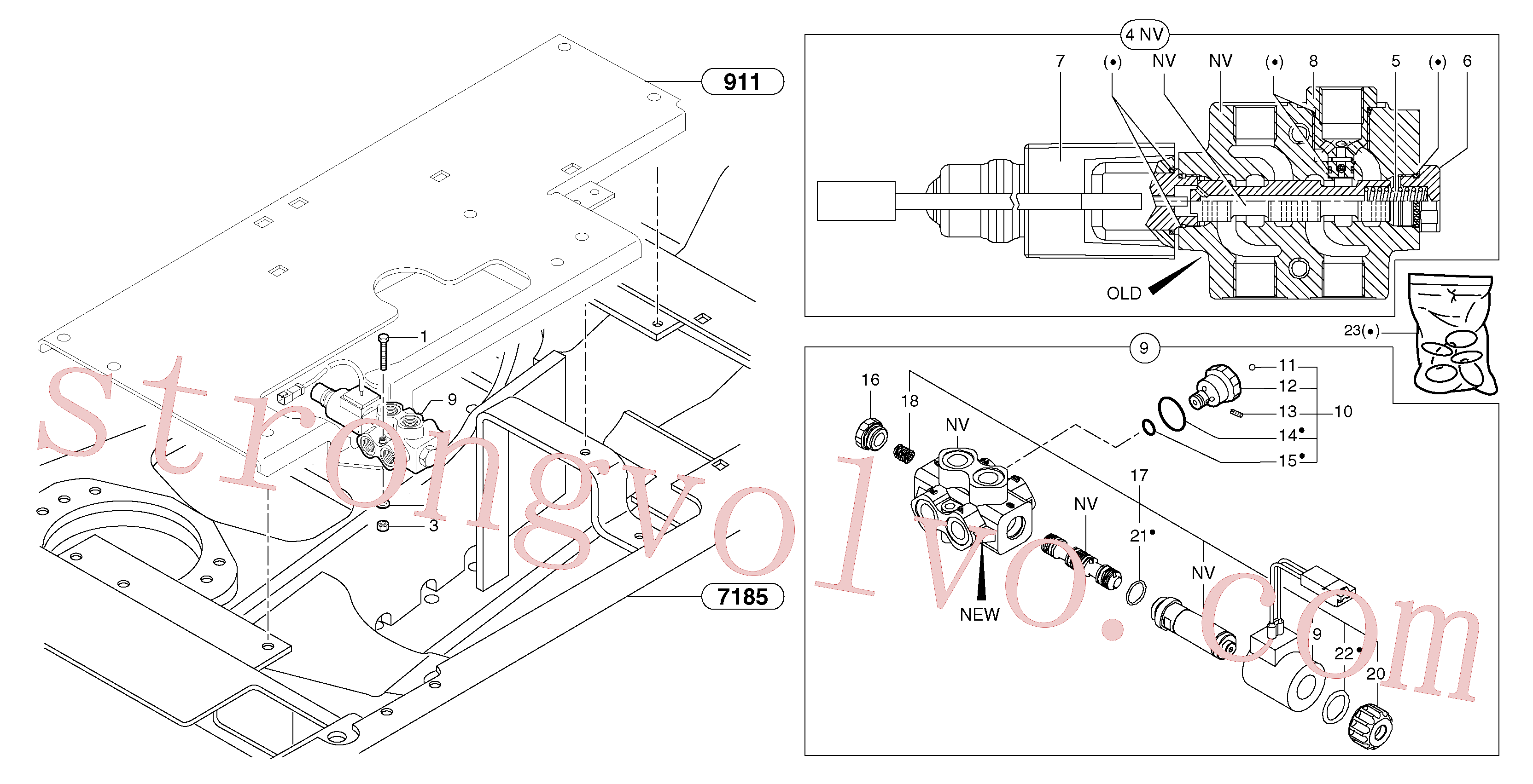 PJ7415276 Volvo Rotação - interruptor do selector de desvio(9124Y1 Montagem)