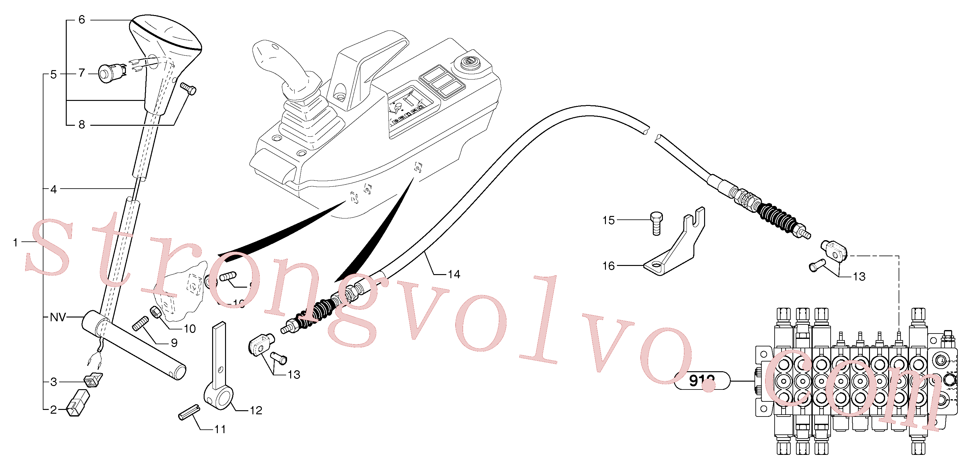 VOE11802718 Volvo Alavanca de comando: lâmina de terraplanagem(9128BZ1 Montagem)