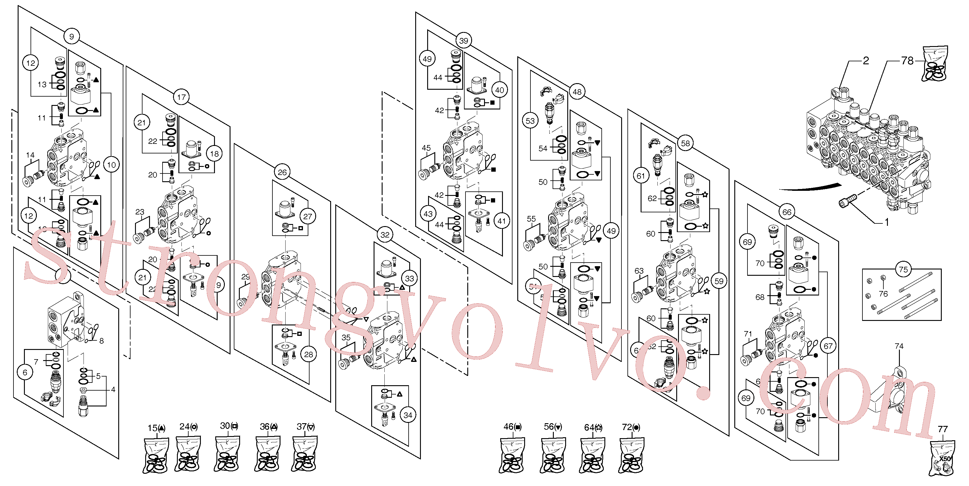 PJ7417730 Volvo Válvula de comando: 8 carretos(912Z1 Montagem)