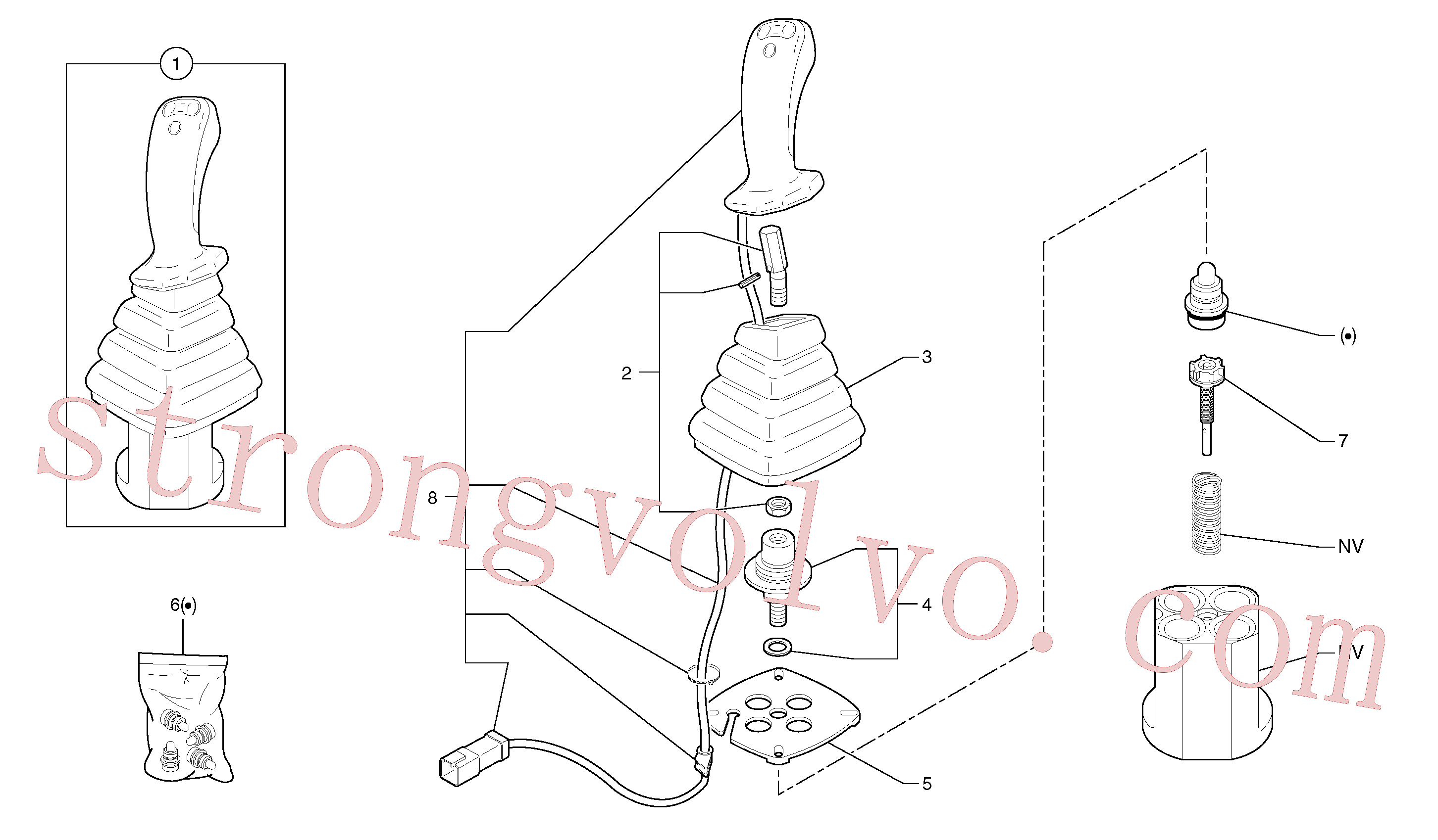 PJ7417468 Volvo Alavanca de comando: lança / balde (direita)(91422AX1 Montagem)