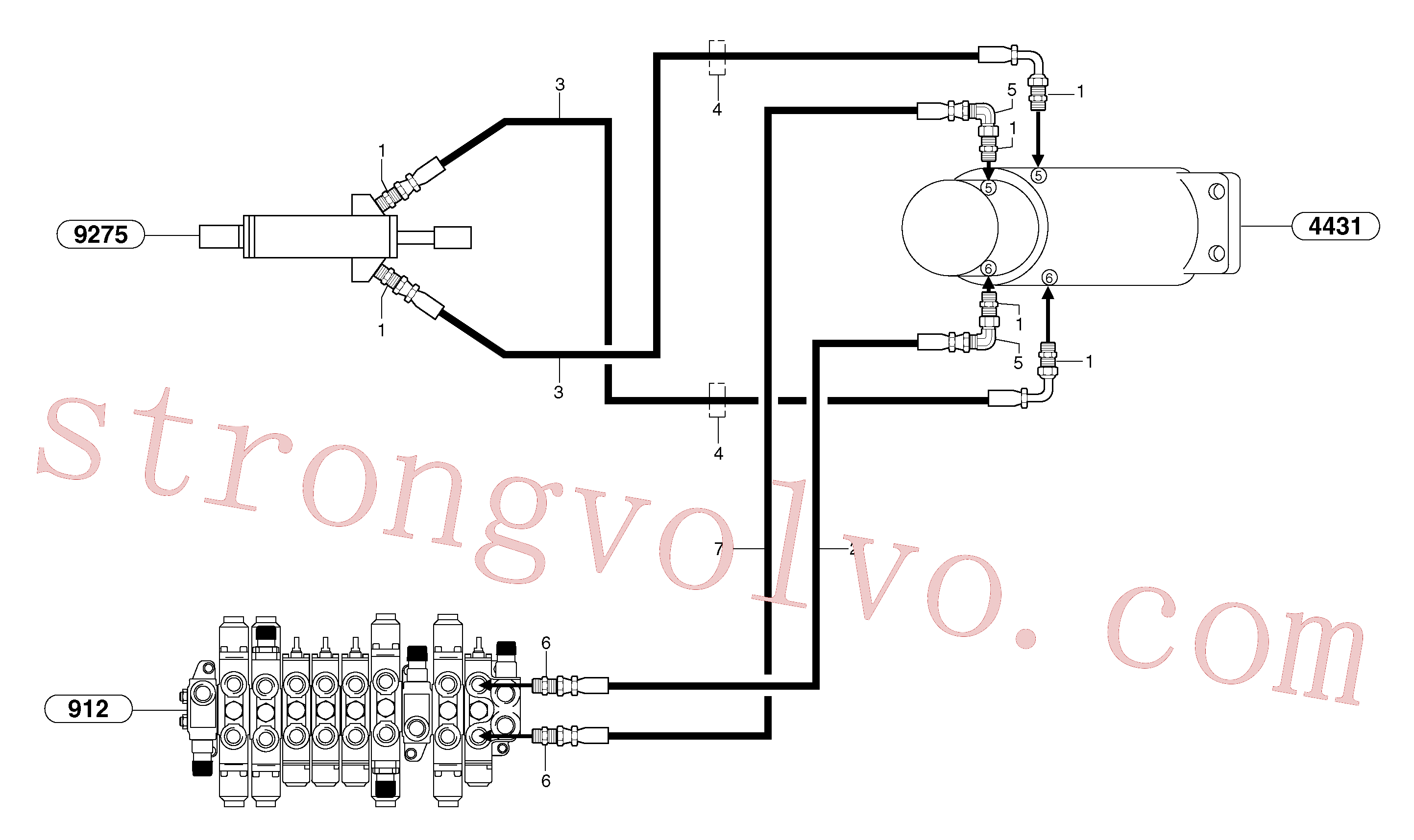 PJ4190335 Volvo Circuito hidráulico (lâmina de terraplanagem)(91642X1 Montagem)