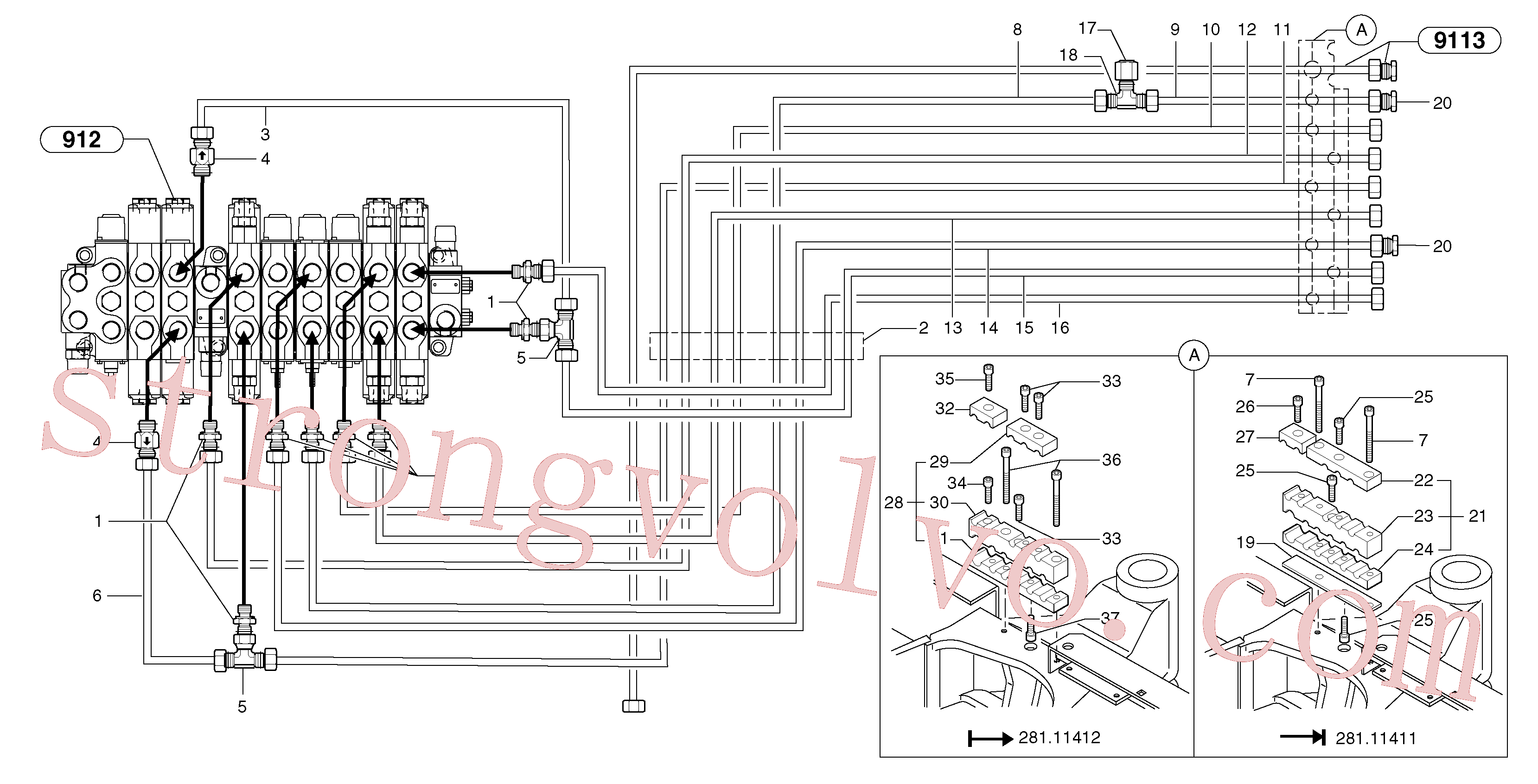 VOE11806322 Volvo Circuito hidráulico (plataforma)(9164FY1 Montagem)