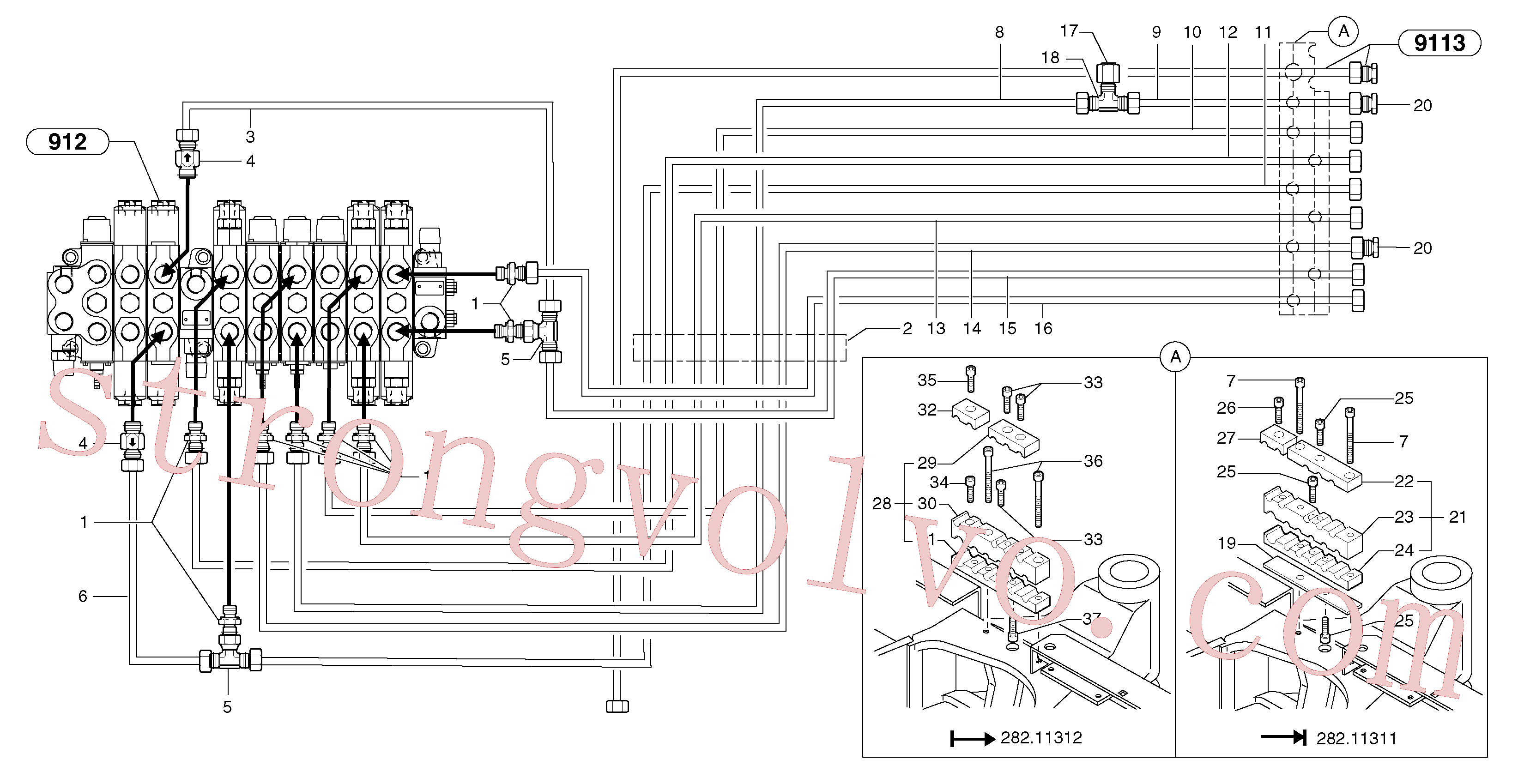 VOE11806322 Volvo Circuito hidráulico (plataforma)(9164FY2 Montagem)