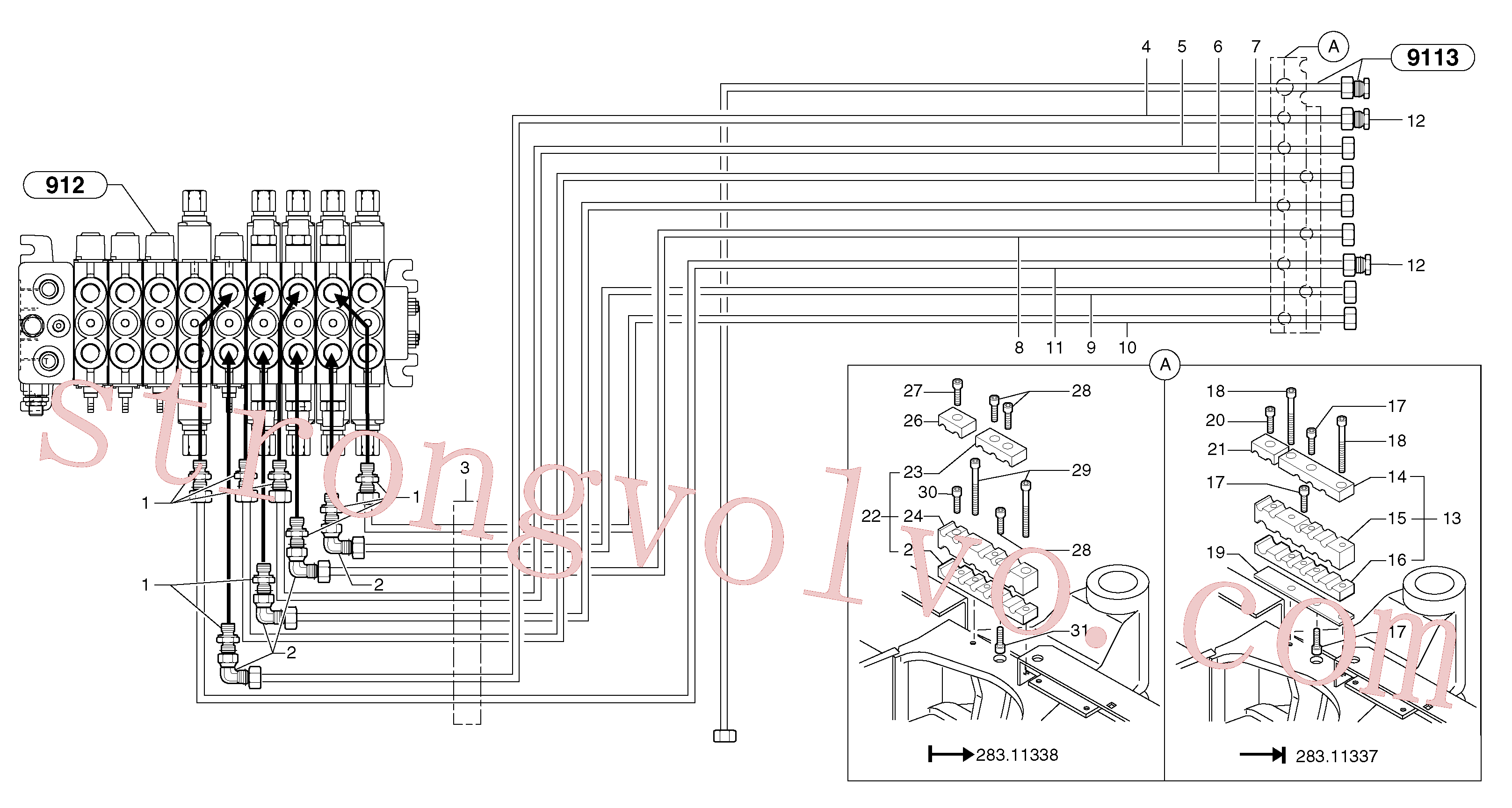PJ5910799 Volvo Circuito hidráulico (plataforma)(9164FY3 Montagem)