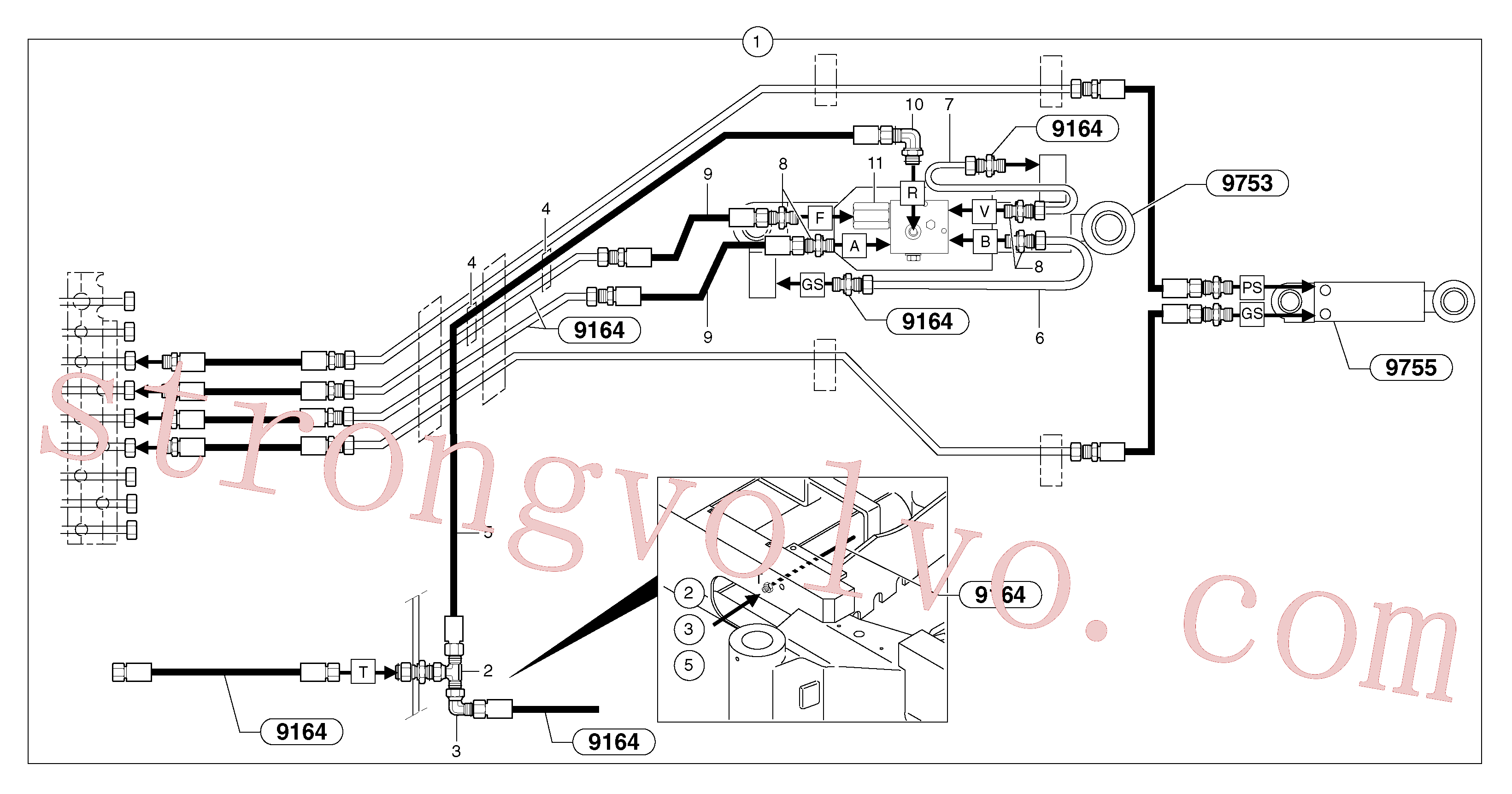 PJ5473027 High pressure hose Volvo escavadeira