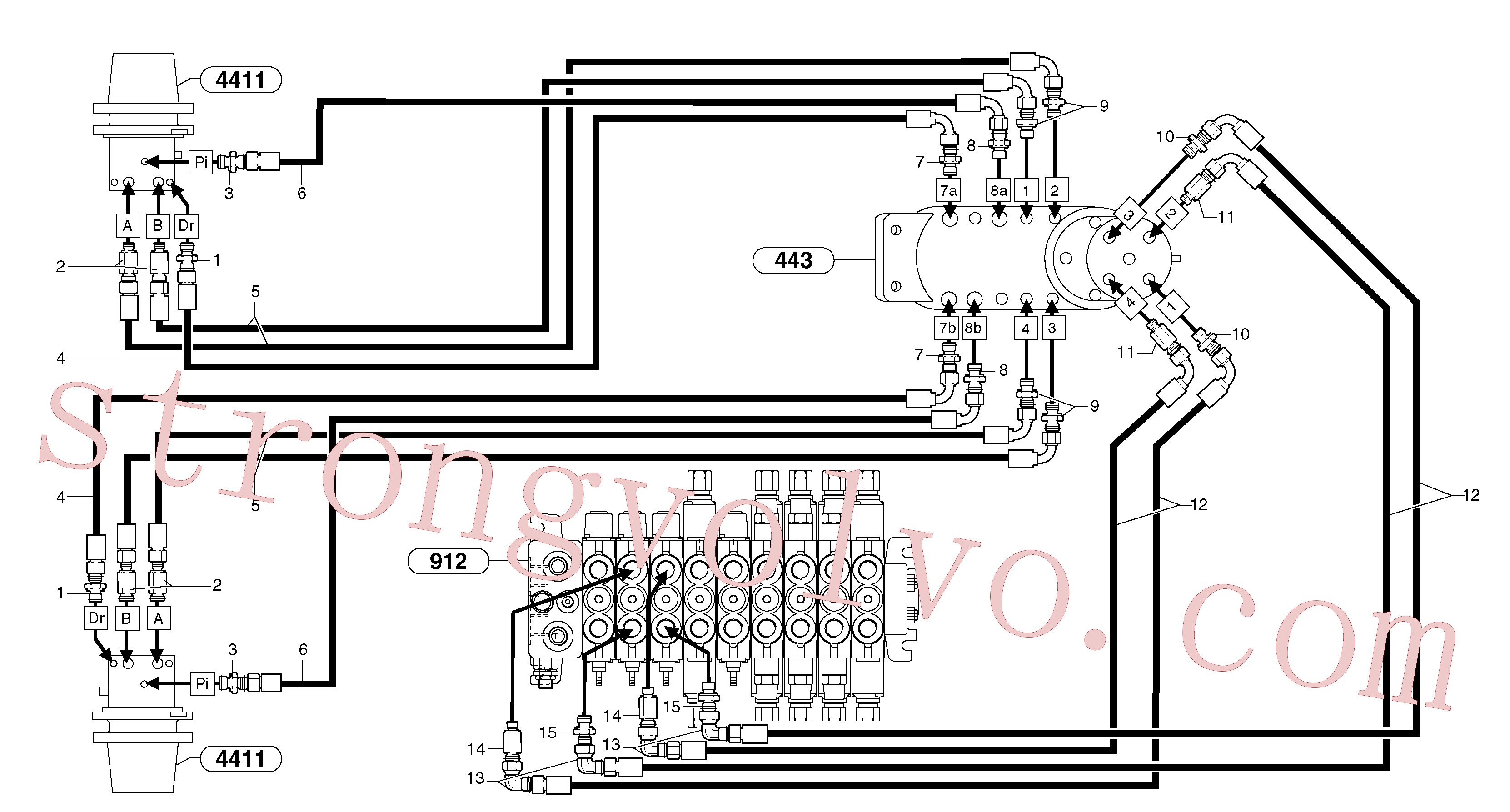 PJ4755001 Volvo Circuito hidráulico (curso)(9164Y3 Montagem)
