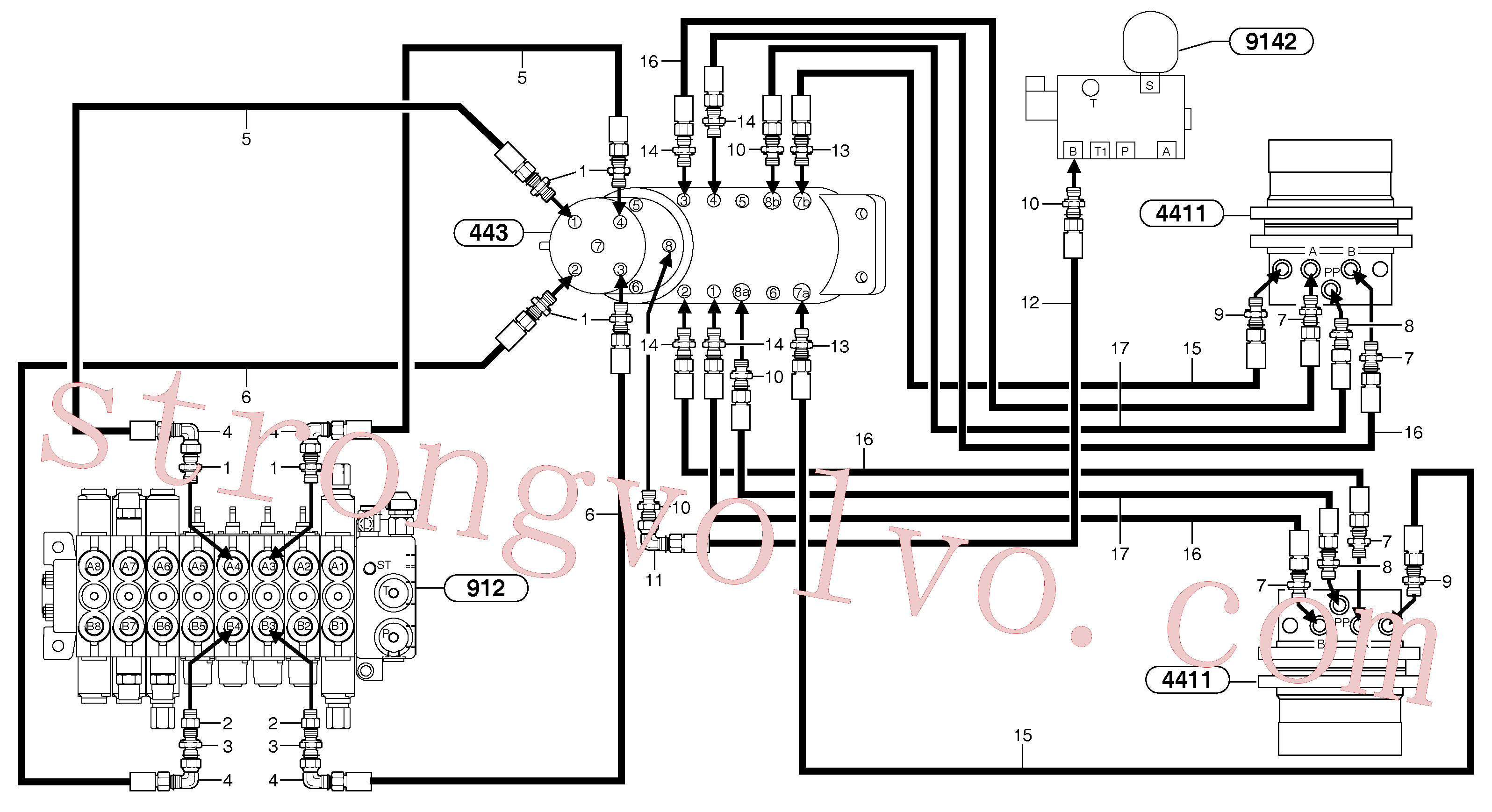 PJ4192521 Volvo Circuito hidráulico (curso)(9164Z1 Montagem)