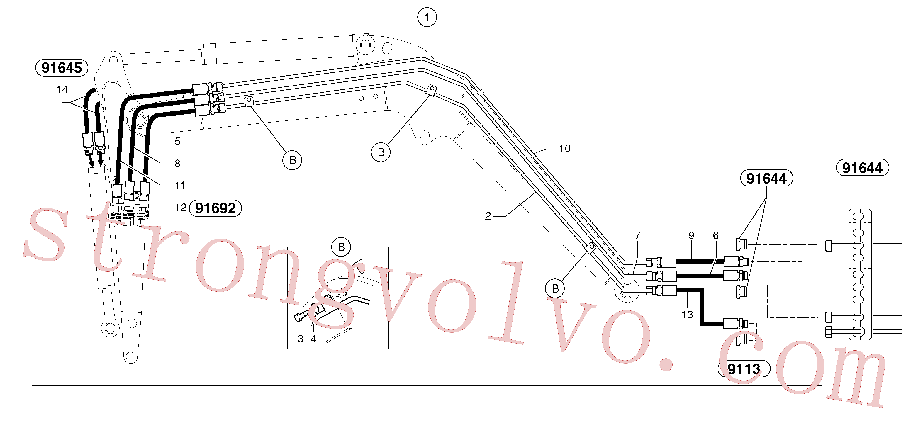 PJ4194092 Volvo Circuito hidráulico (dupla acção)(91655X1 Montagem)