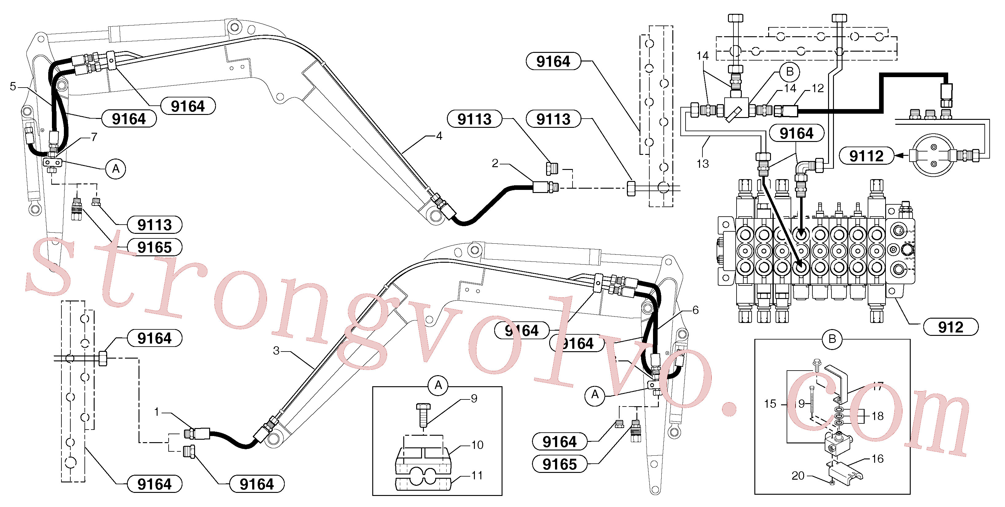 VOE11806045 Volvo Circuito hidráulico (dupla acção)(9165BZ1 Montagem)