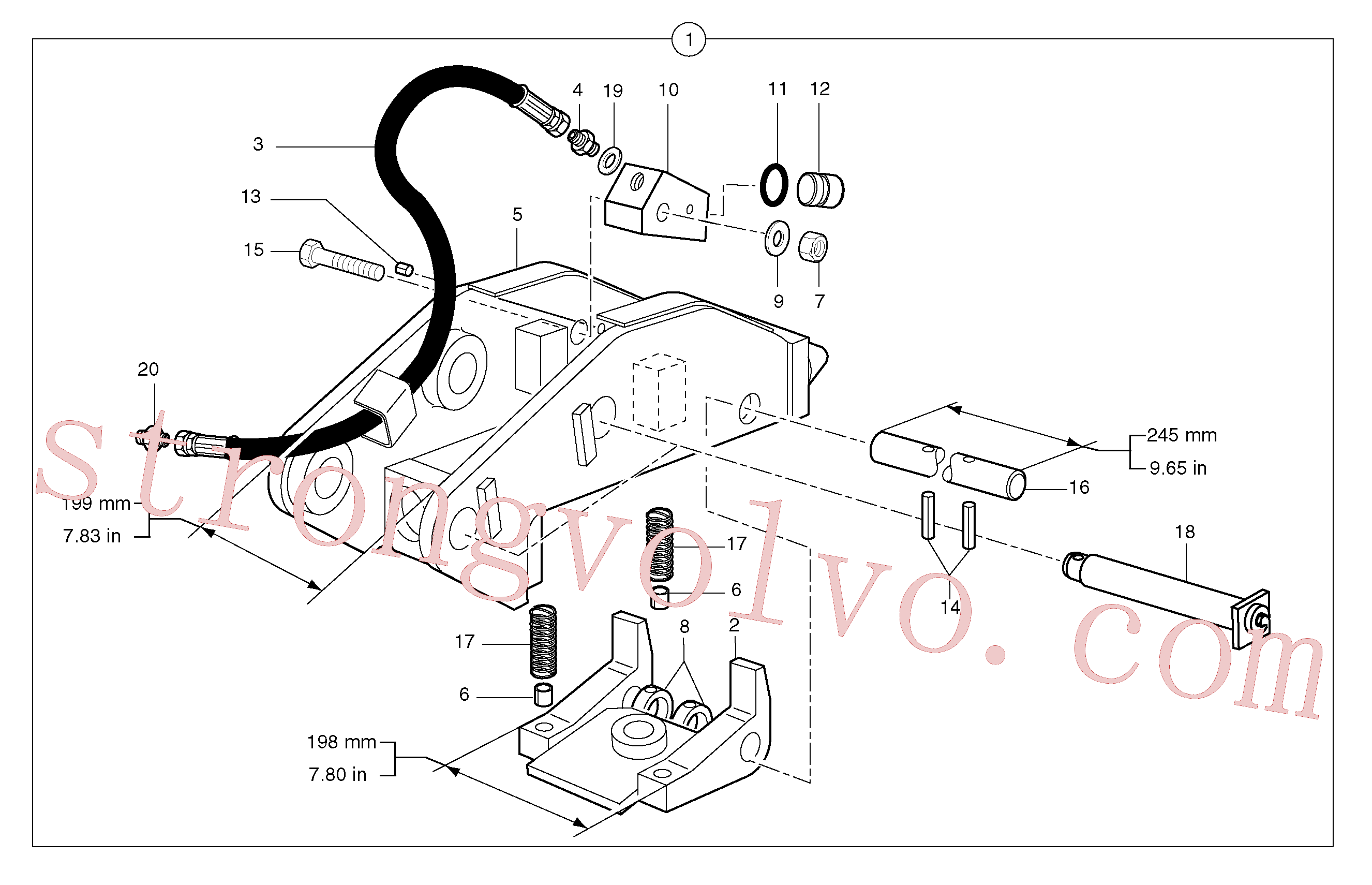 PJ6933133 Attachment bracket Volvo escavadeira