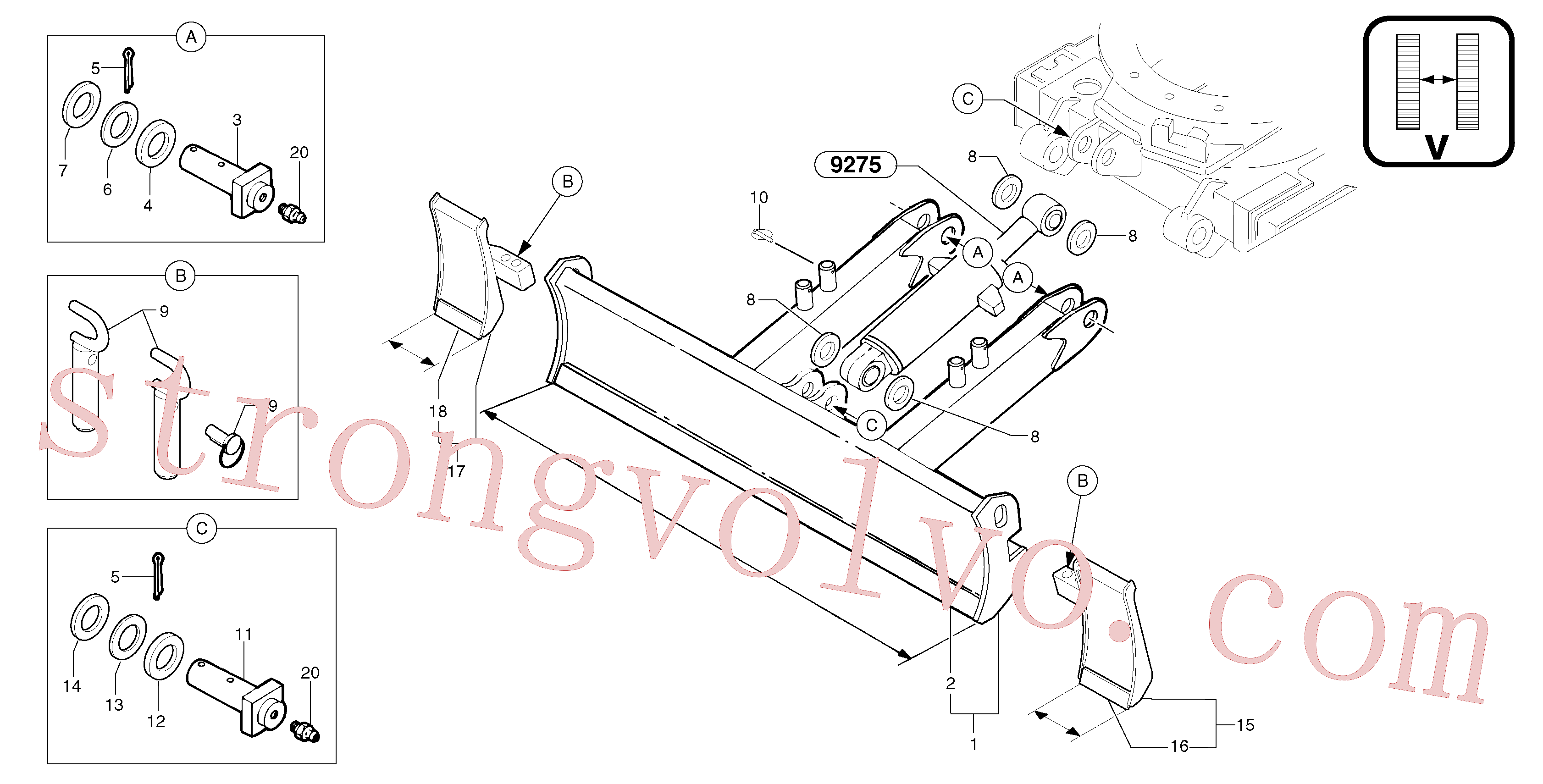 China Made PJ3811867 Dozer Blade Volvo Acessórios para escavadeira