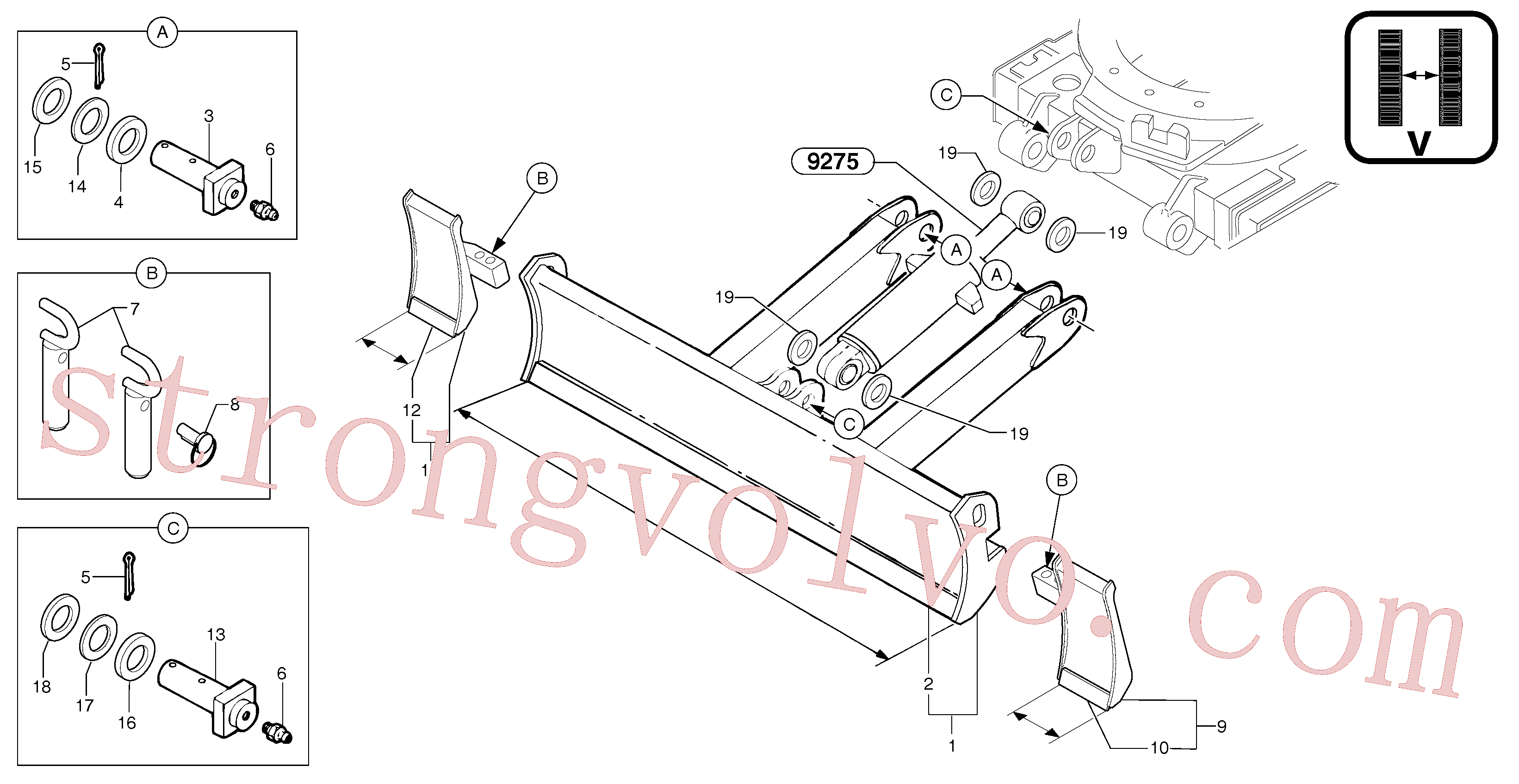 VOE11805853 Volvo Lâmina de terraplanagem / rasto variável(9271VZ2 Montagem)