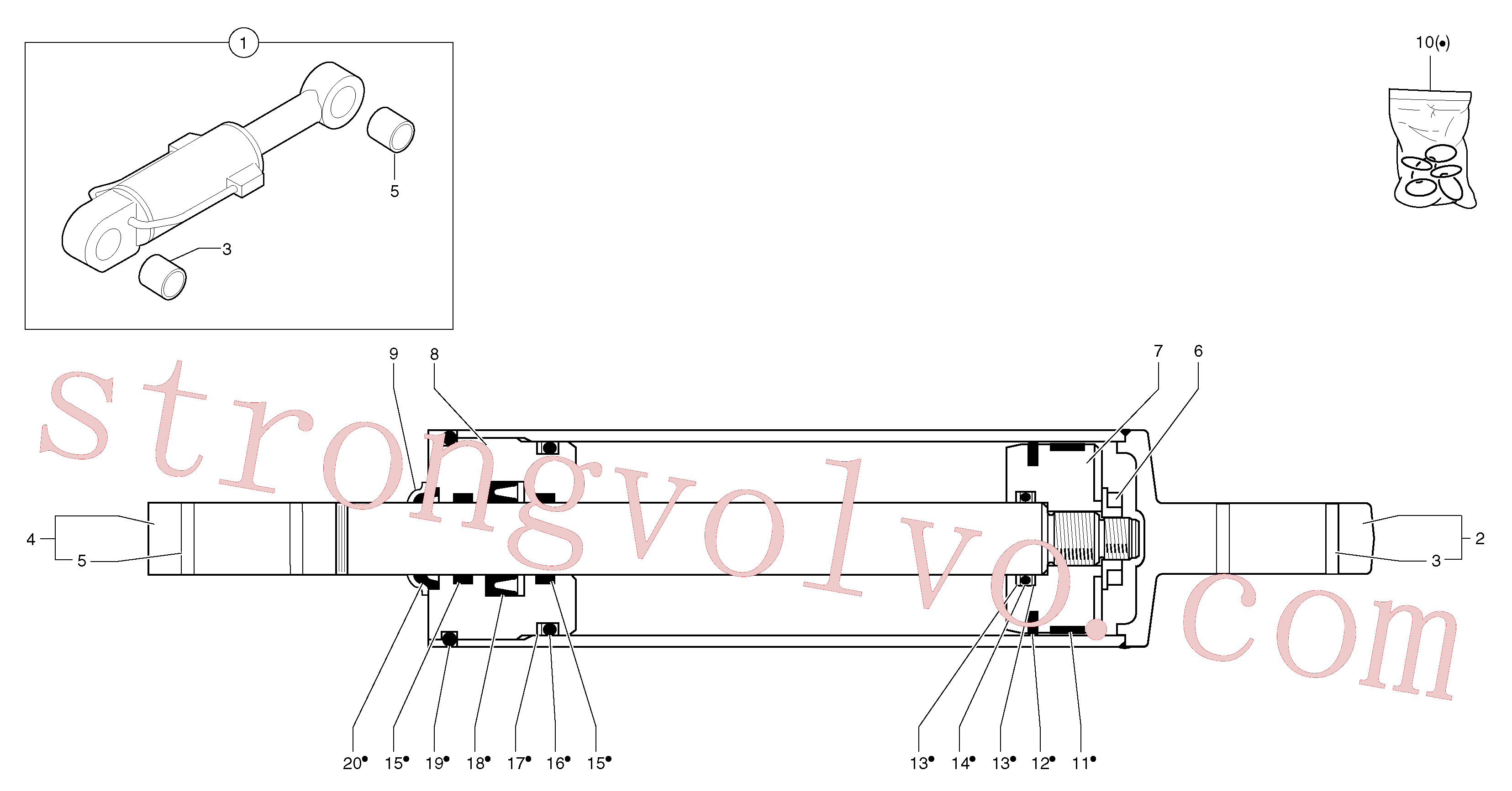 PJ4040183 Volvo Cilindro da lâmina niveladora(9275Y3 Montagem)