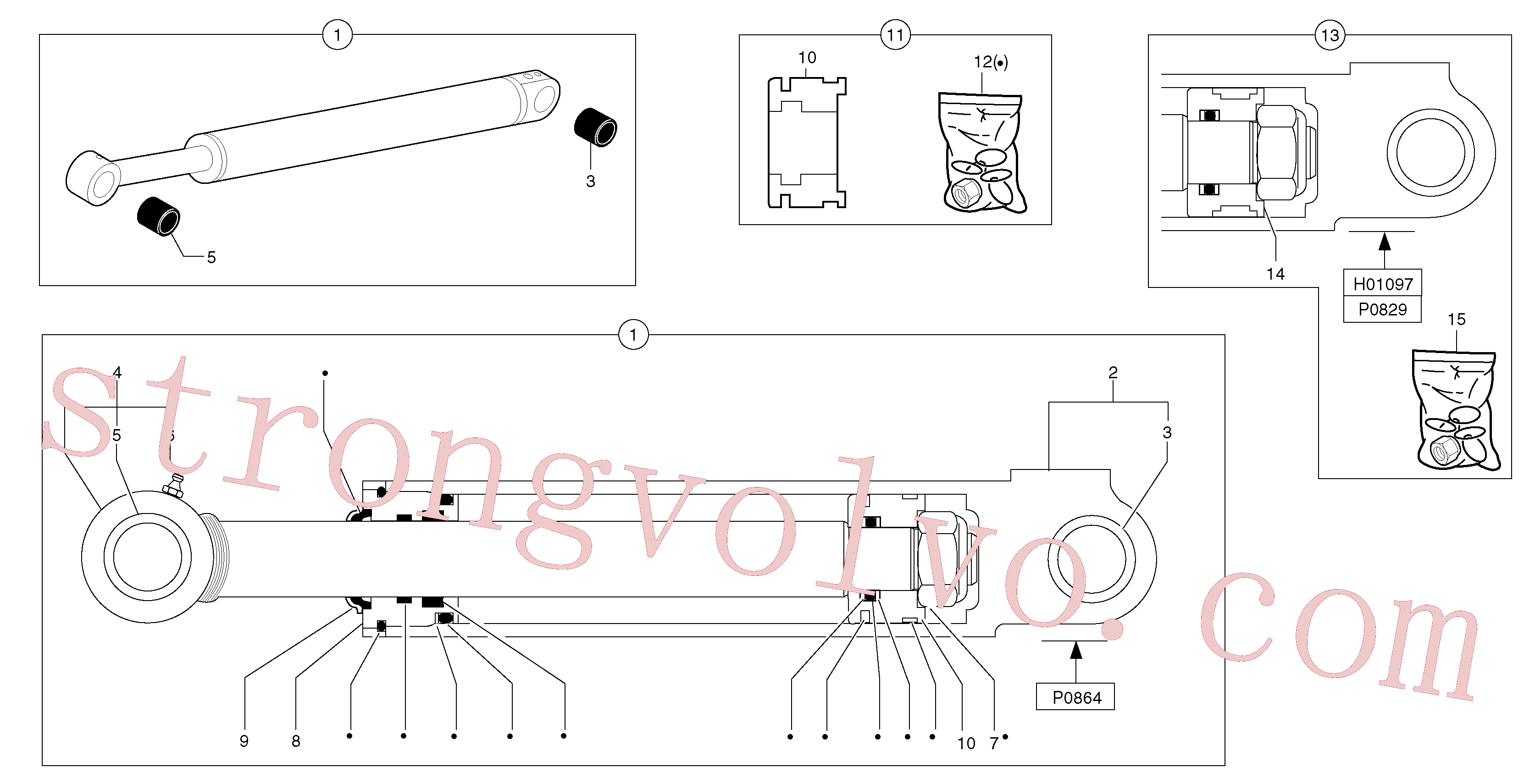 Atacado PJ5670864 Hydraulic cylinder Volvo escavadeira