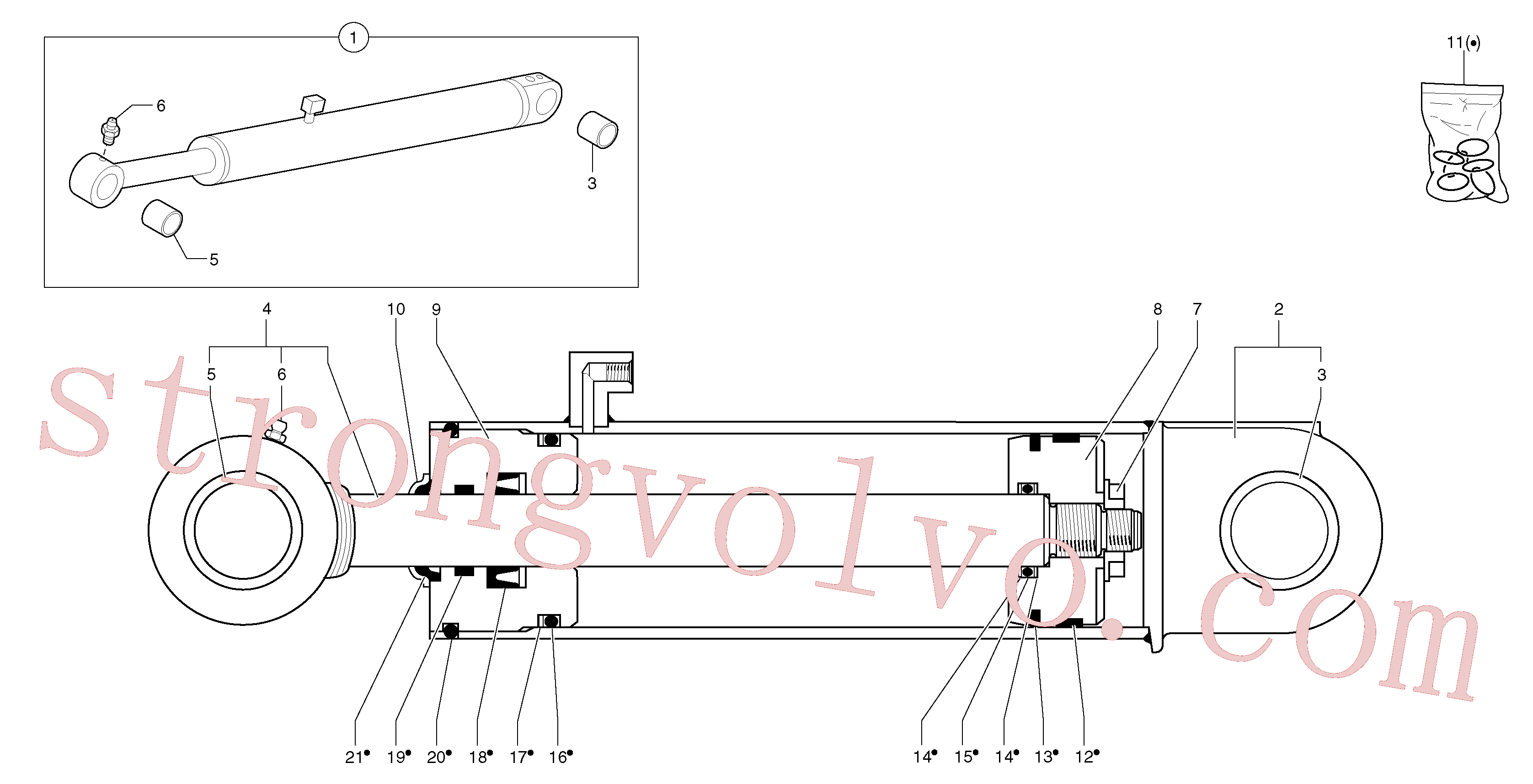 VOE11802609 Volvo Cilindro de desvio da lança(9716Y1 Montagem)