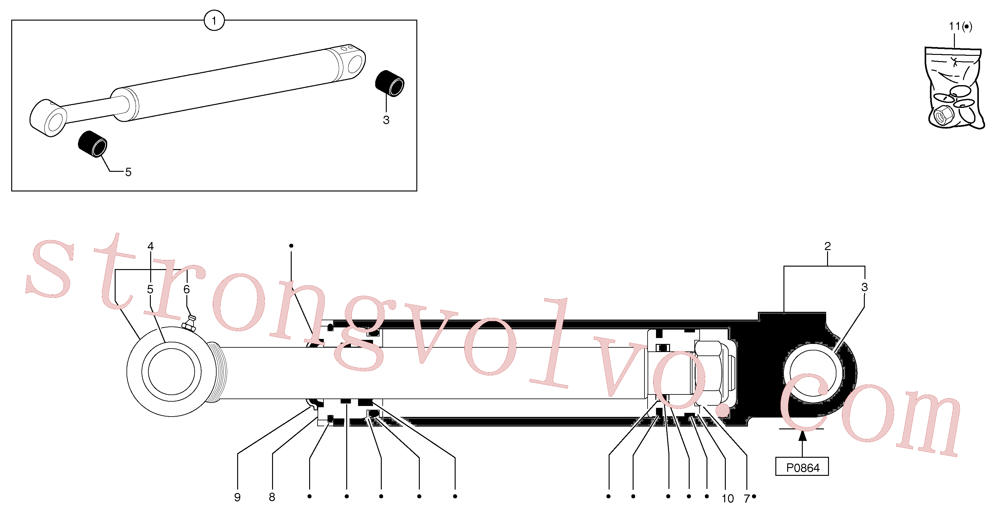 PJ5670864 Volvo Cilindro de desvio da lança(9716Z1 Montagem)