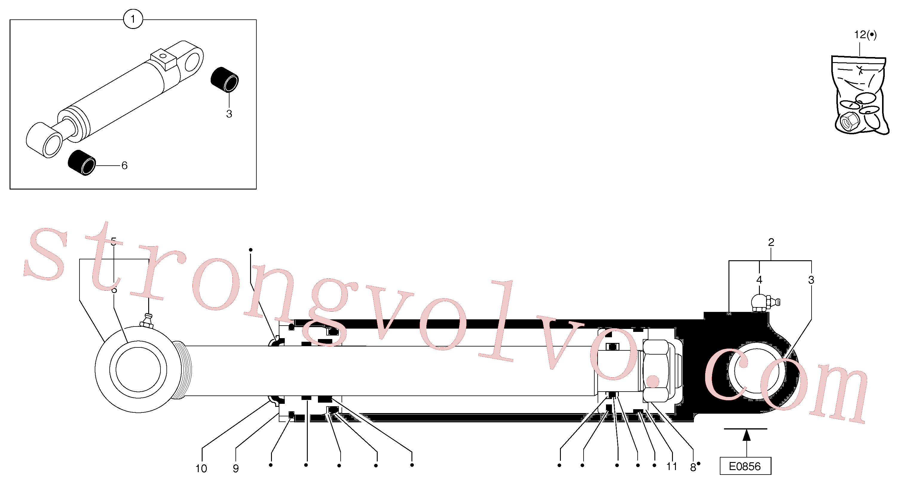 PJ5670820 Volvo Cilindro do braço de afundamento(9753Z1 Montagem)