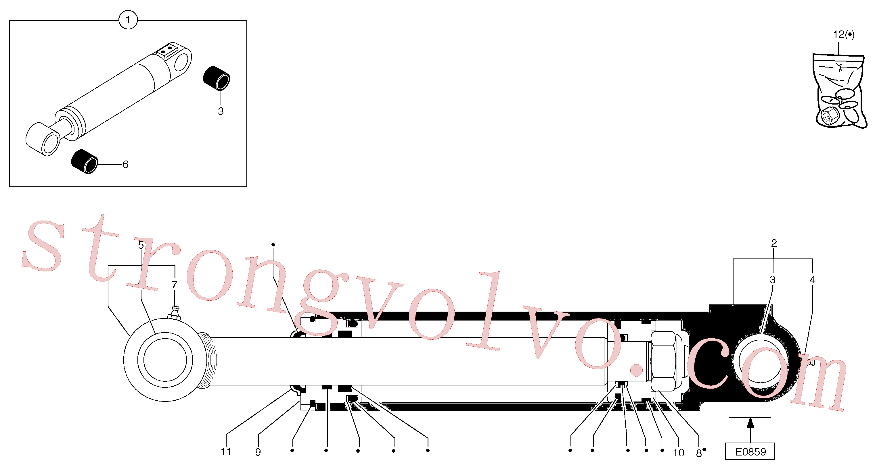 VOE11805701 Volvo Cilindro de balde(9755Z1 Montagem)